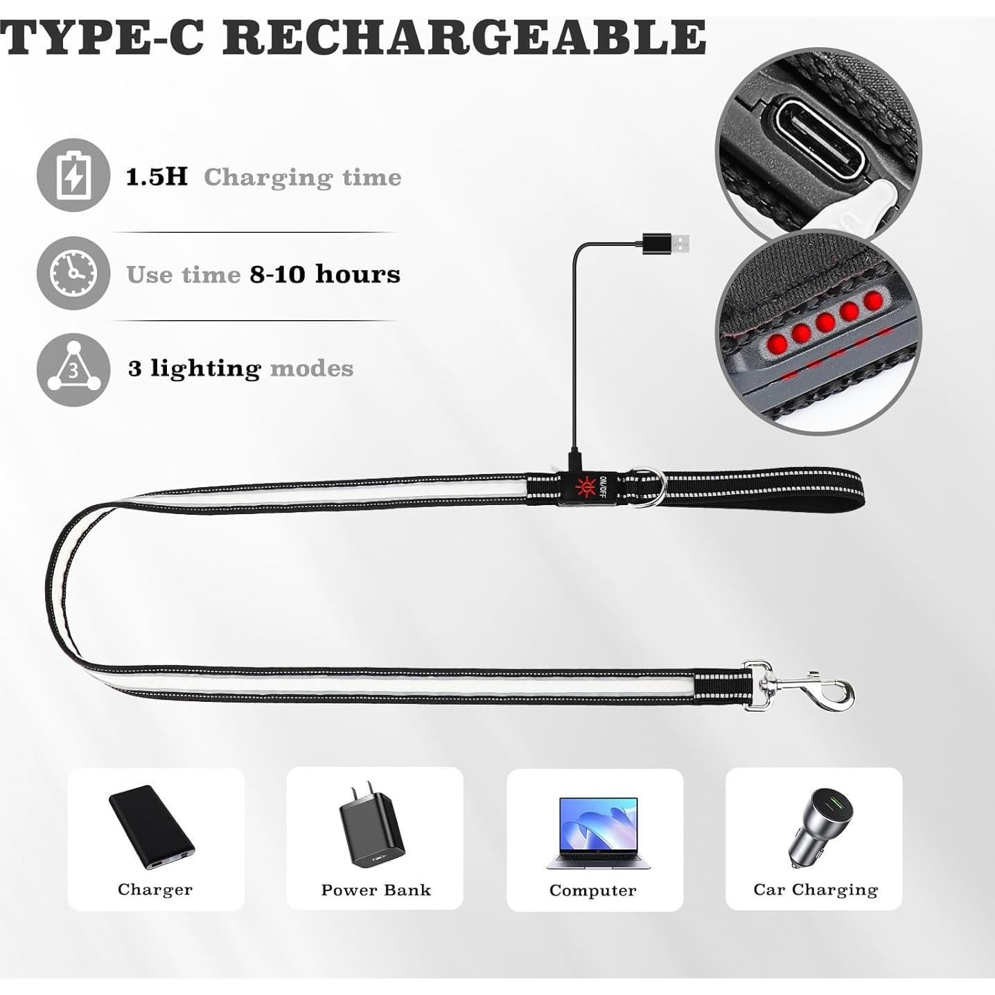 Correa LED Iluminada PZRLit 1.2 Recargable 7 Modos 4FT