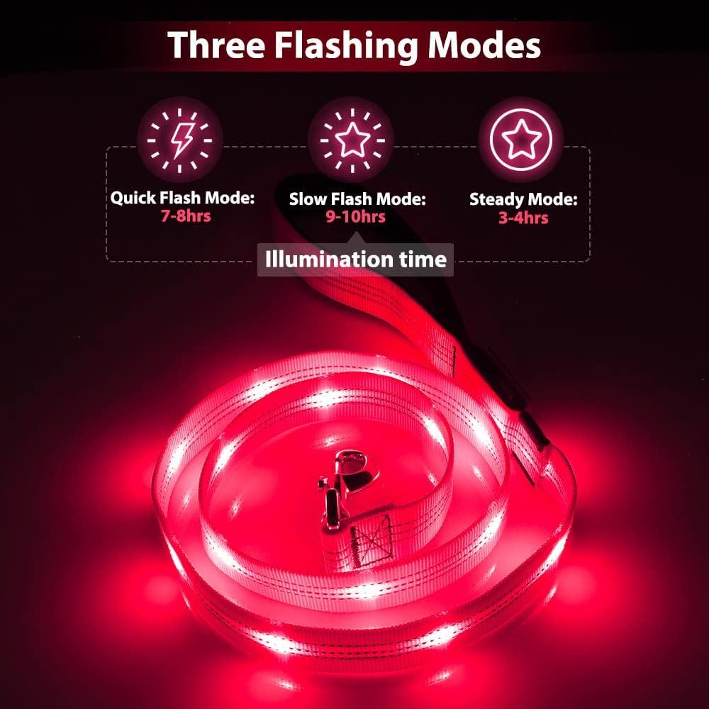 Correa LED para Perros Candofly 1.22m Recargable USB Rosa