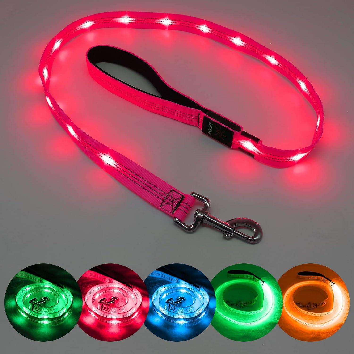 Correa LED para Perros Candofly 1.22m Recargable USB Rosa