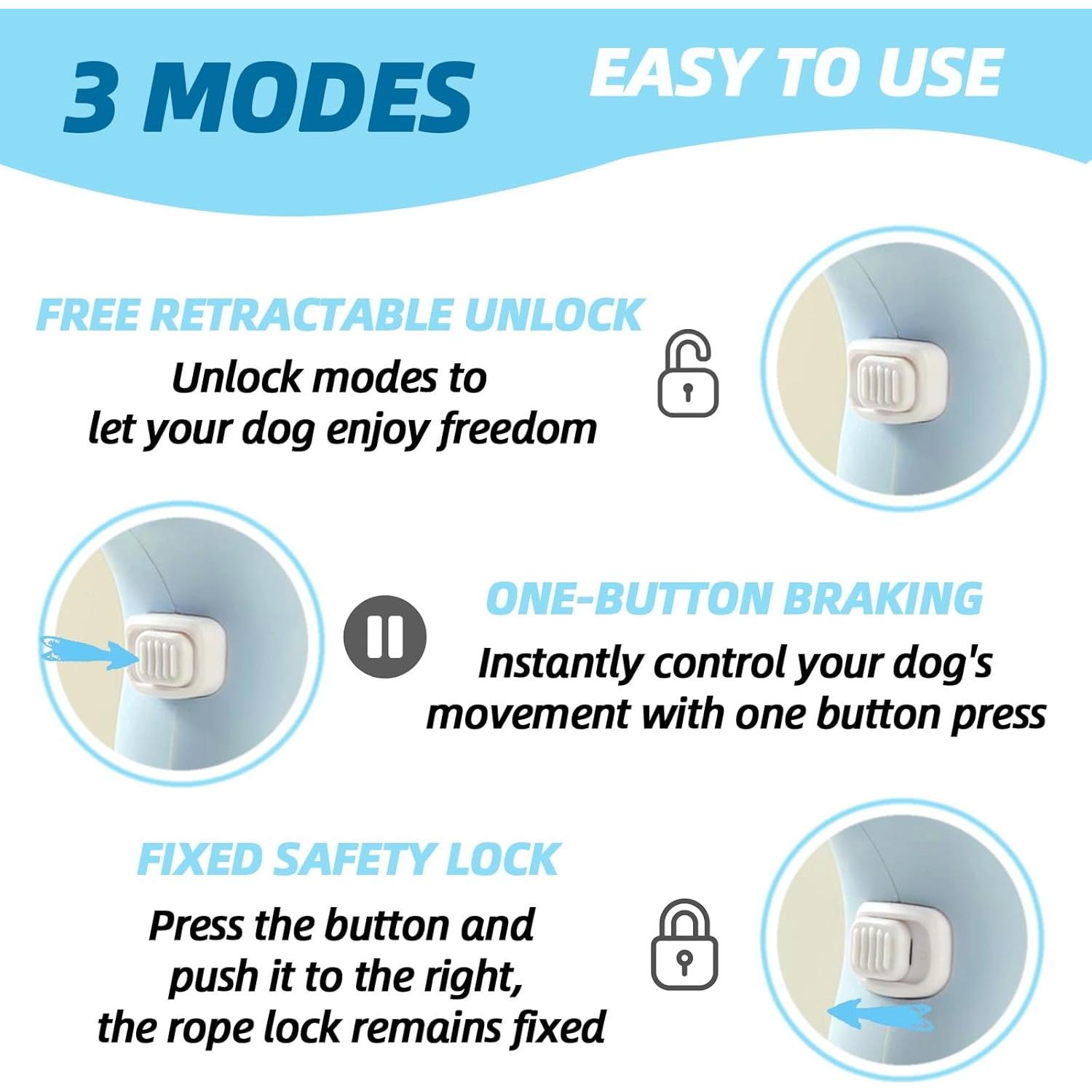 Correa de Perro Retráctil DM001 3m Nylon para Mascotas hasta 27kg