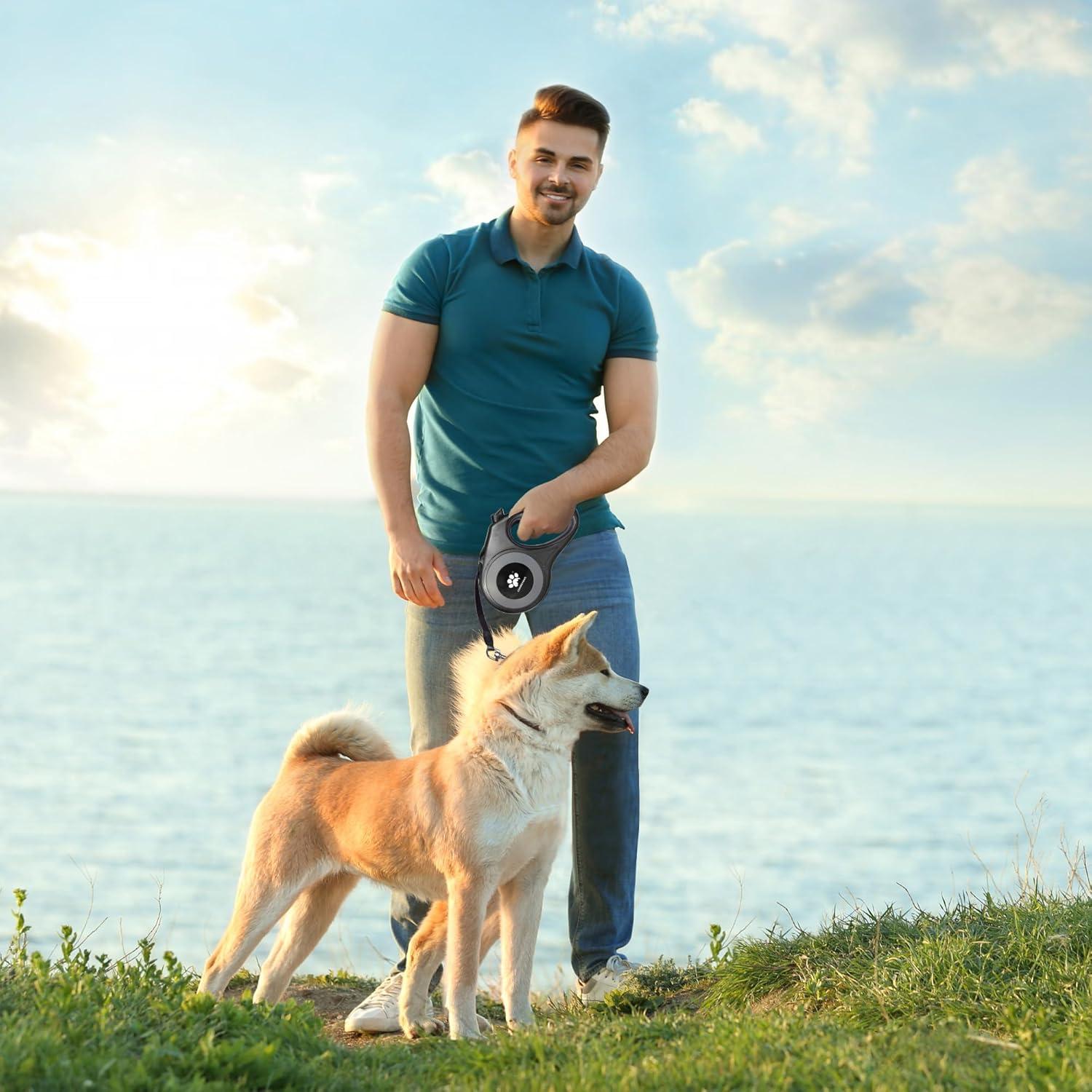 Correa Retráctil para Perros Grandes CROWN PAWS 5m Negro