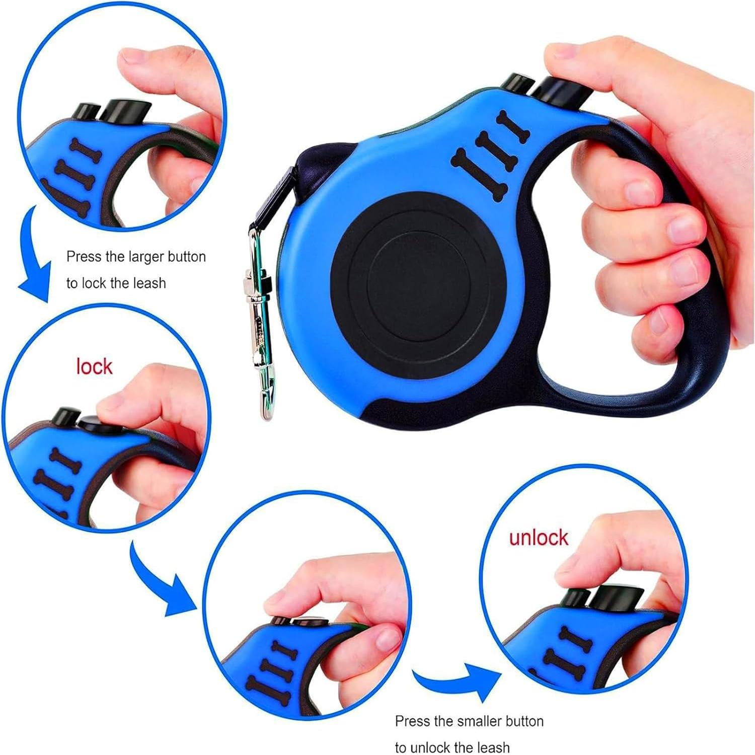 Correa Retráctil PETIMP 5m Azul para Perros Pequeños y Medianos