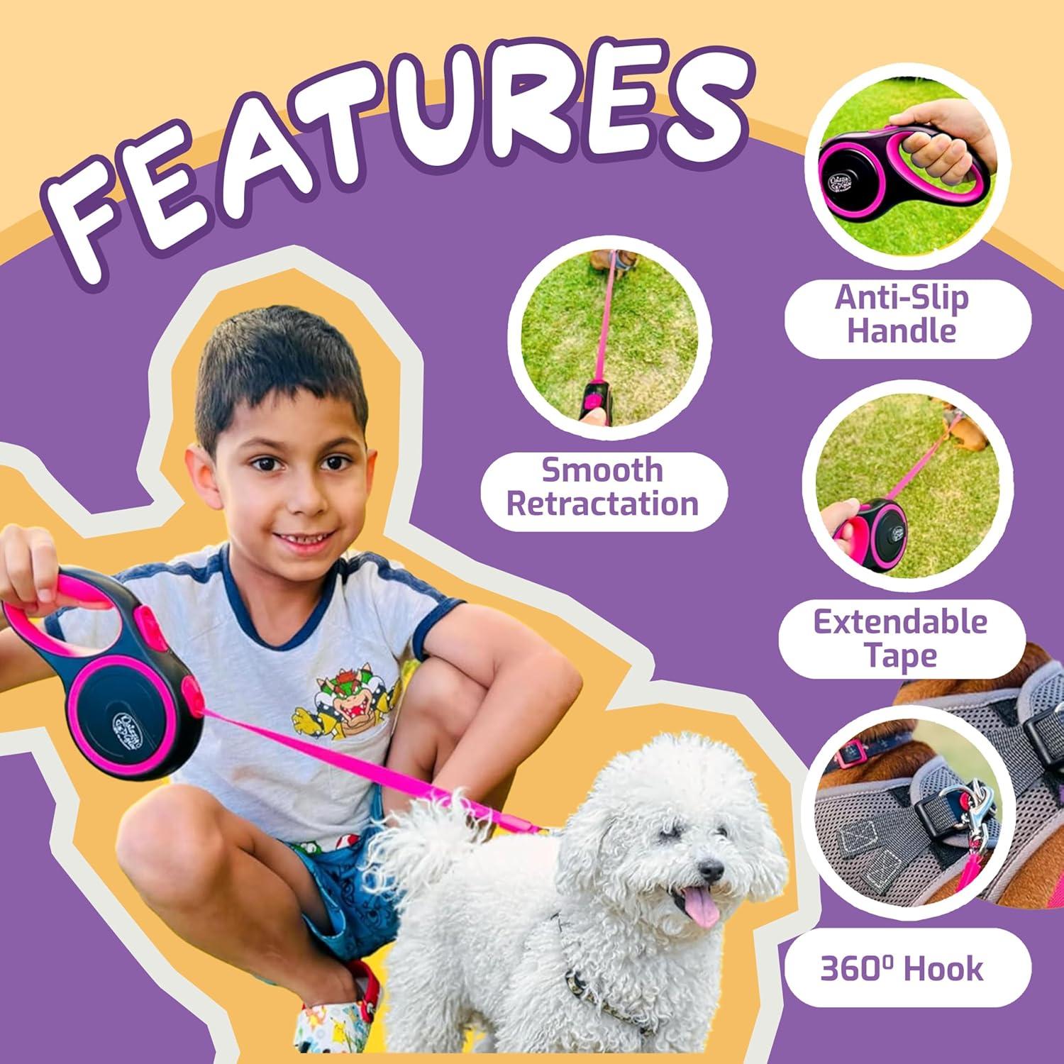 Correa Retráctil para Perros Daizzy Gear 20 KG 4.88 M Rosa