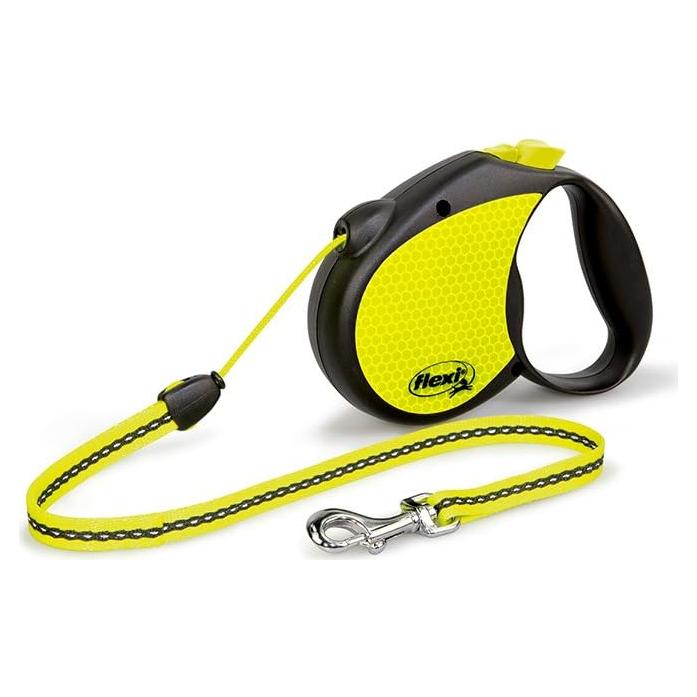 Correa Retráctil para Perros Flexi Neon 4.88 m Mediana Negra