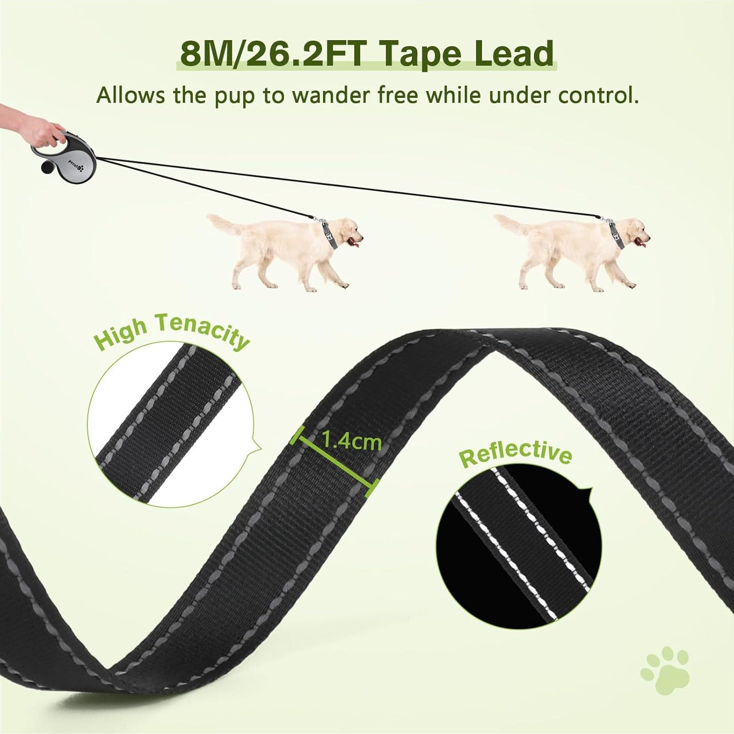 Correa Retráctil para Perro Grande Pecute 7.92m 50kg Gris