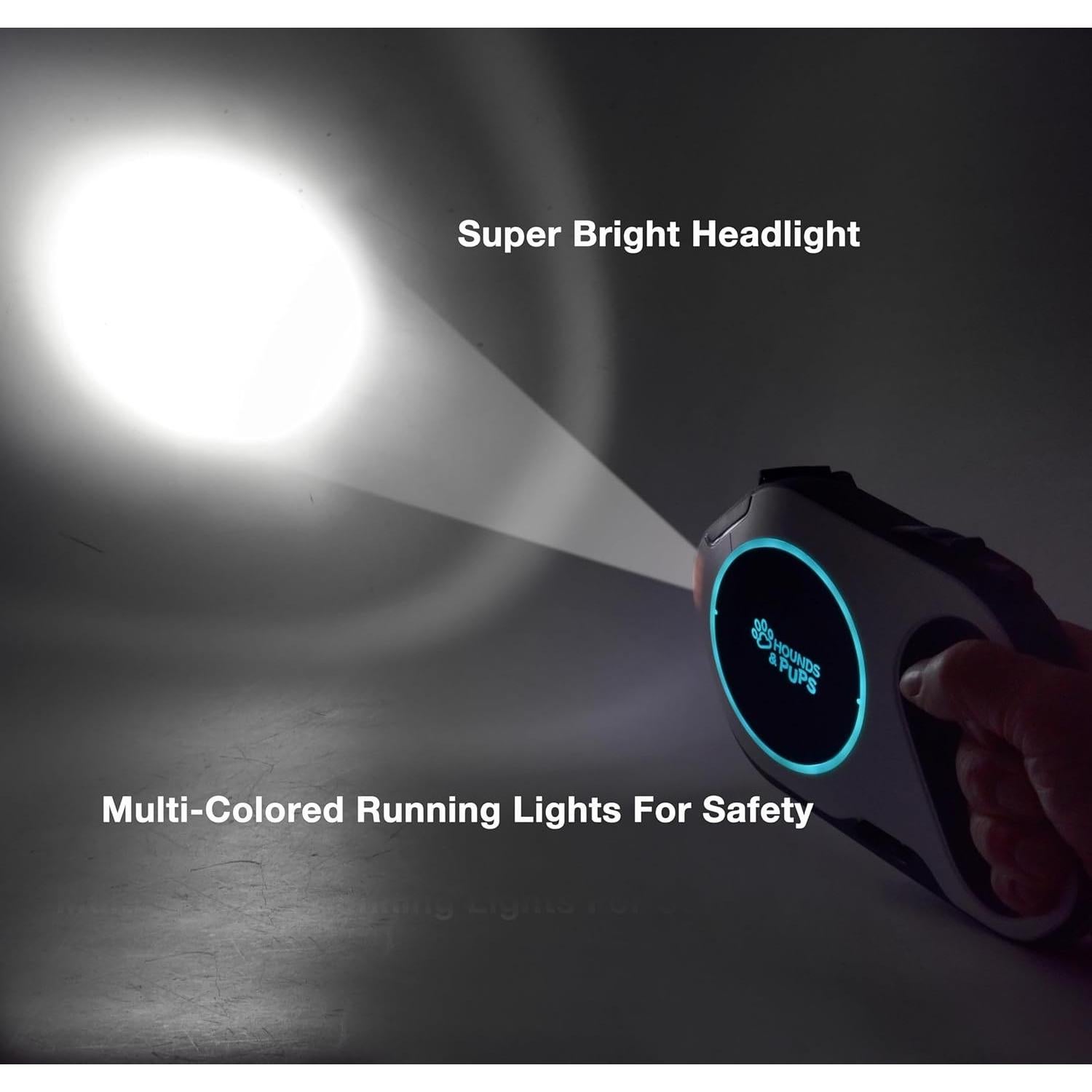 Correa Retráctil para Perros Hounds & Pups 4.57m con Luz LED