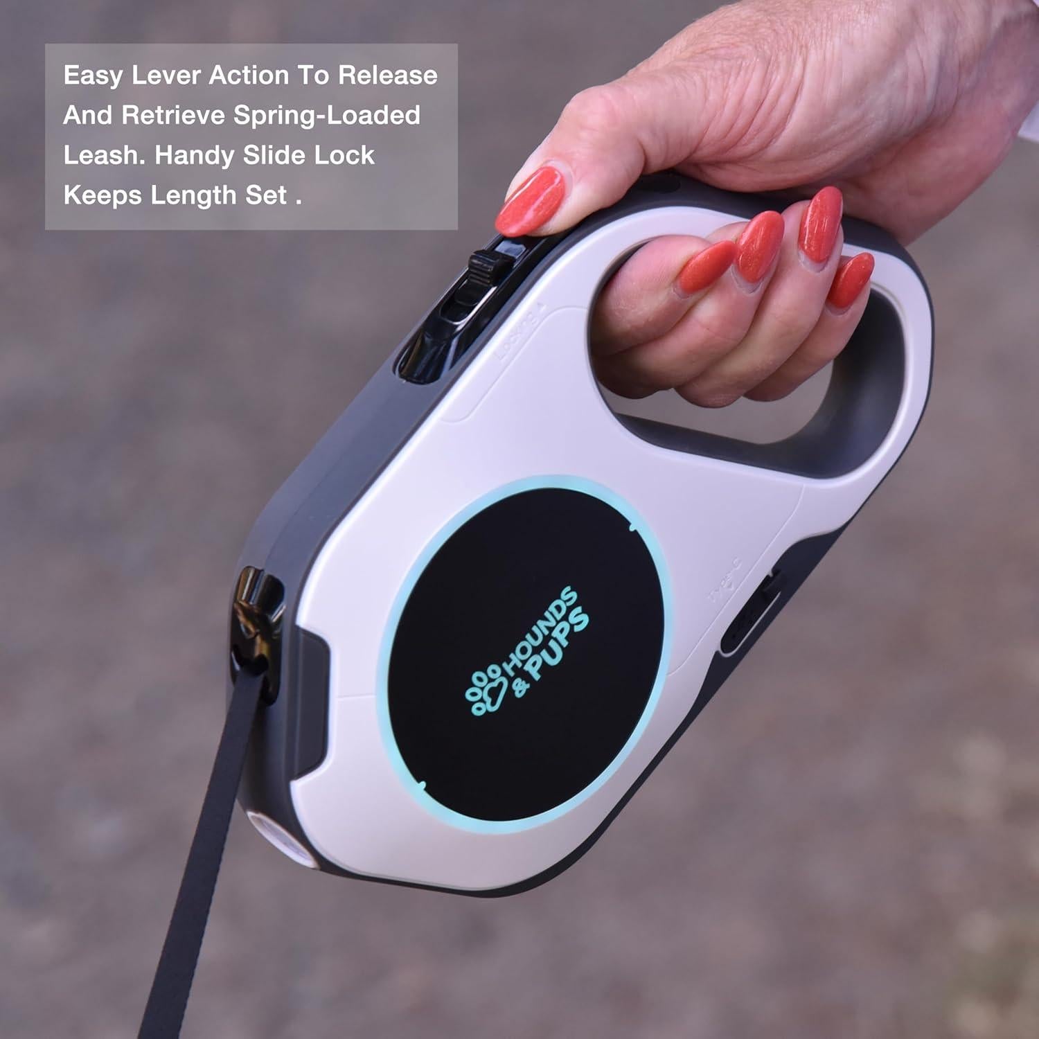 Correa Retráctil para Perros Hounds & Pups 4.57m con Luz LED