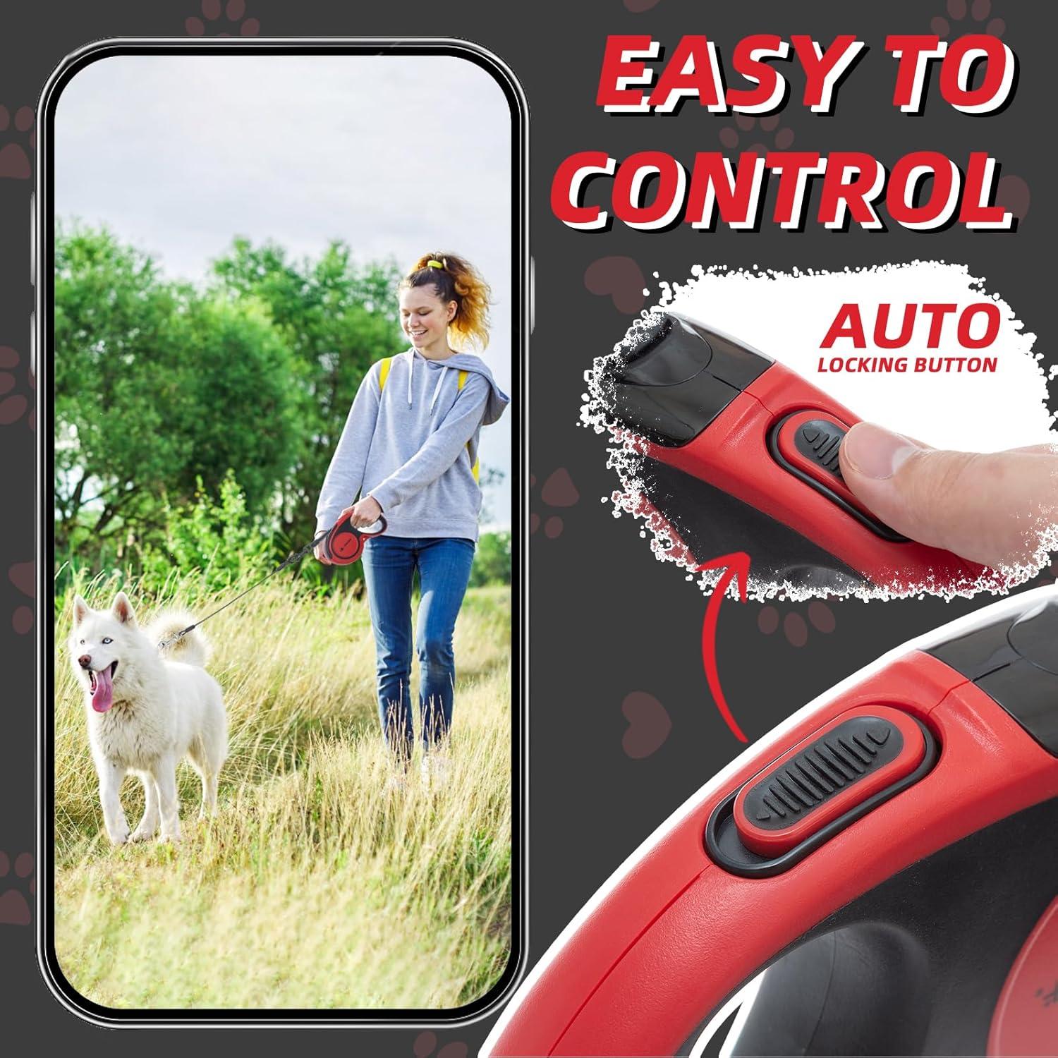 Correa Retráctil para Perros PUPTECK 4.88m Antimordida 50kg