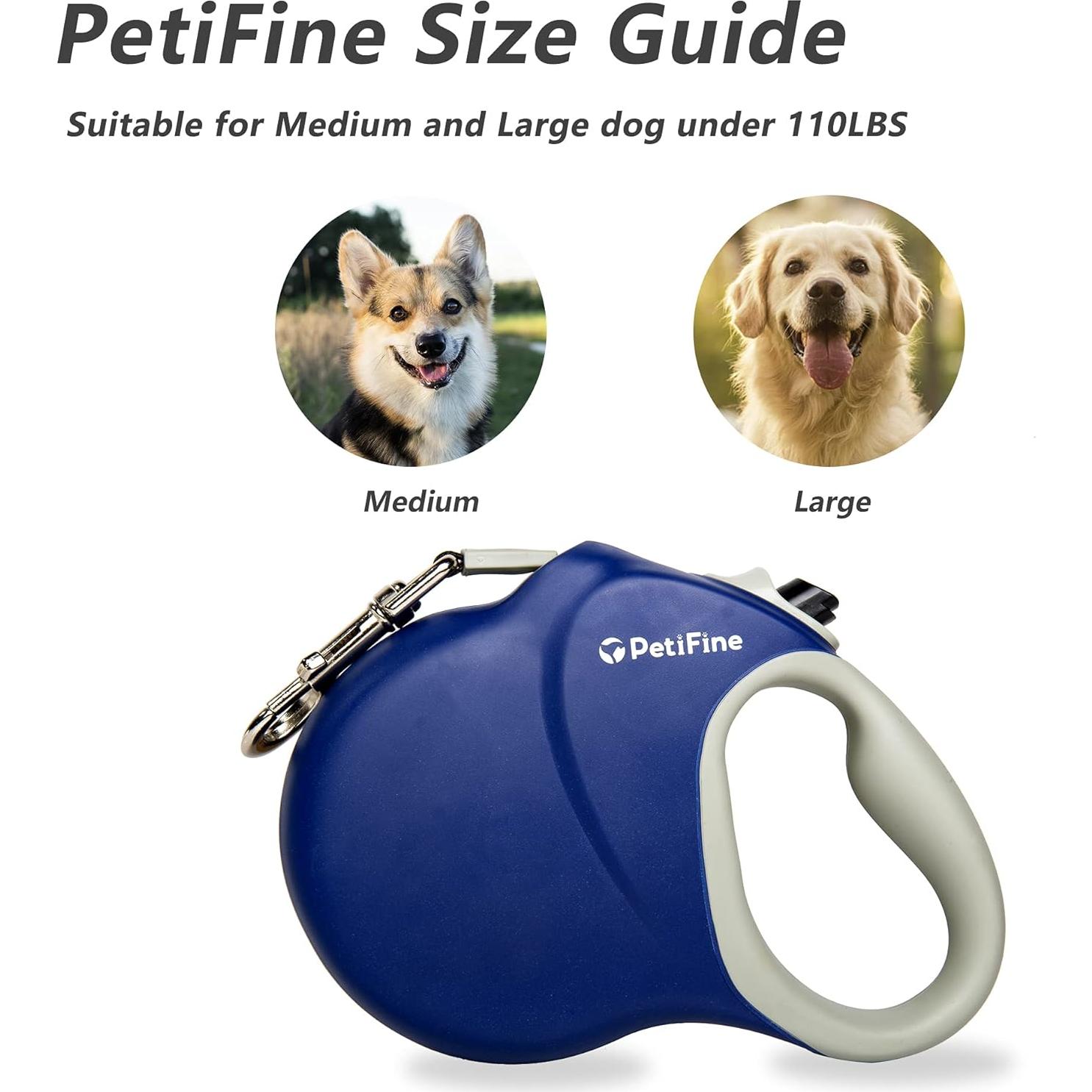 Correa Retráctil para Perros PetiFine 8m Azul 50kg Resistente