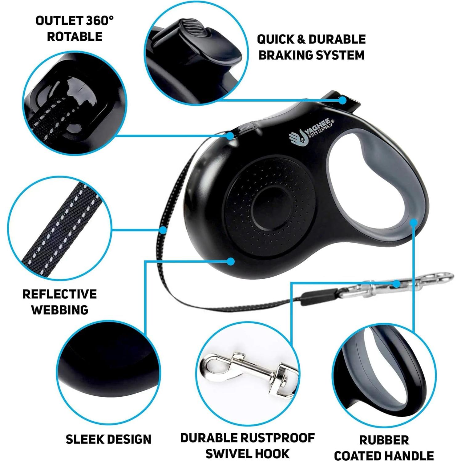 Correa Retráctil YAGHEE de 4.88m para Perros hasta 11.79kg