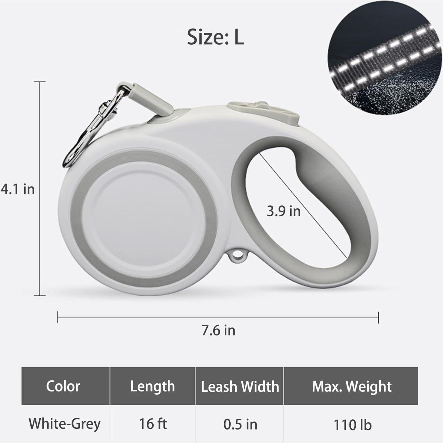 Correa de Perro Retráctil XCXQ Grande 4.88m Nylon Reflectante