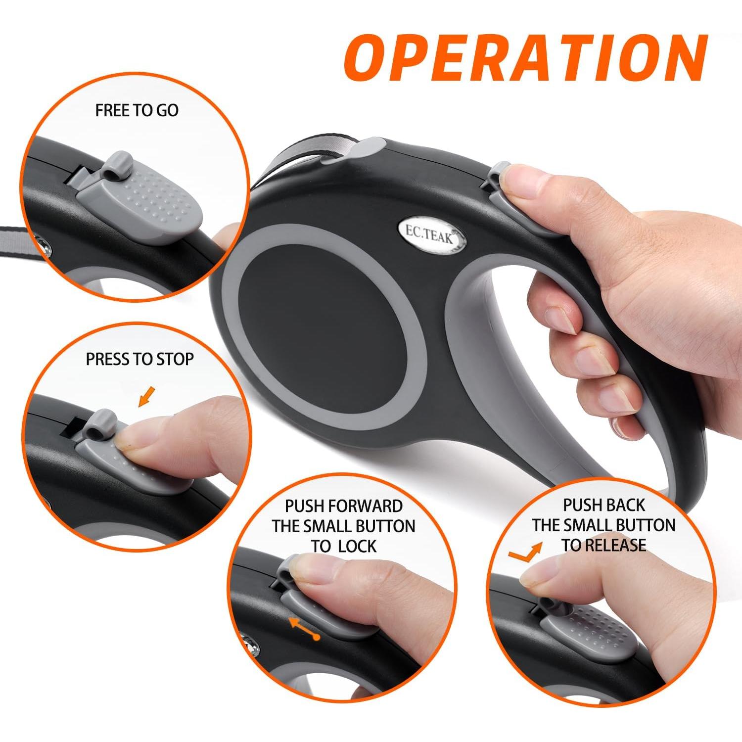 Correa de Perro Retráctil EC.TEAK 7.92m Resistente hasta 50kg