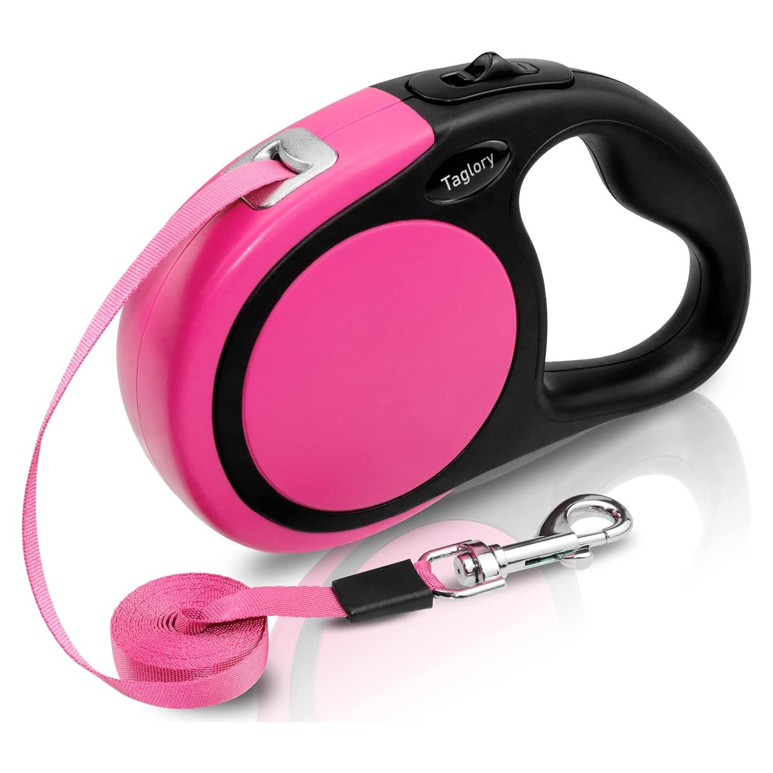 Correa Retráctil para Perros Taglory 4.88m Rosa hasta 20kg