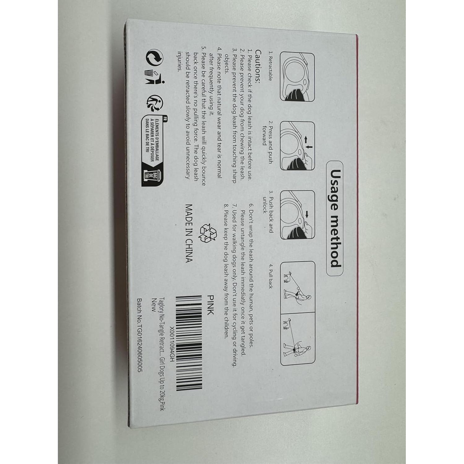 Correa Retráctil para Perros Taglory 4.88m Rosa hasta 20kg