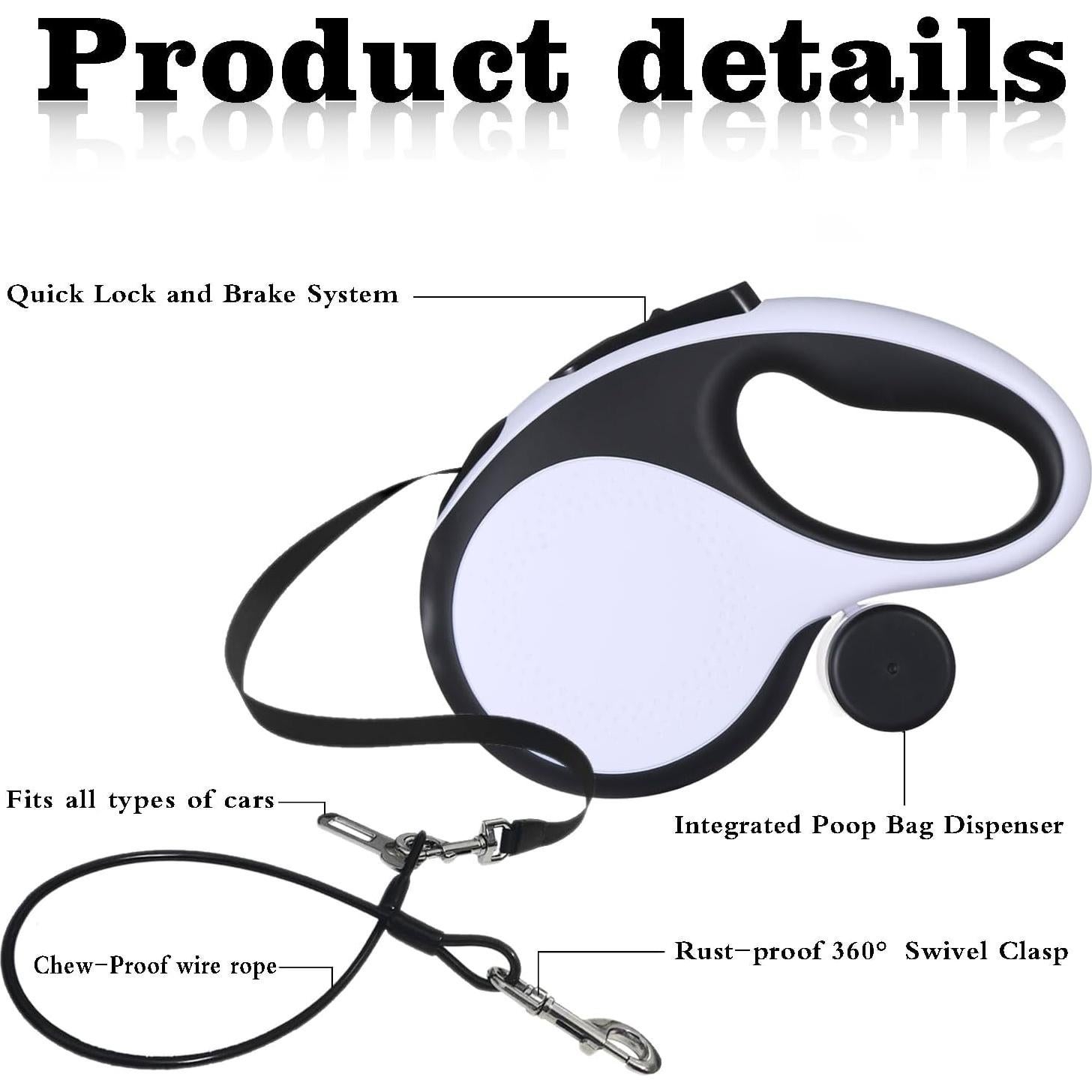 Correa de Perro Retráctil TidyTrek 8m para Perros Grandes 50kg