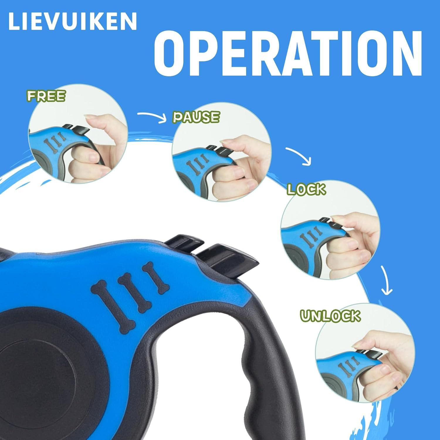 Correa de Perro Retráctil LIEVUIKEN 4.88m Azul Antideslizante
