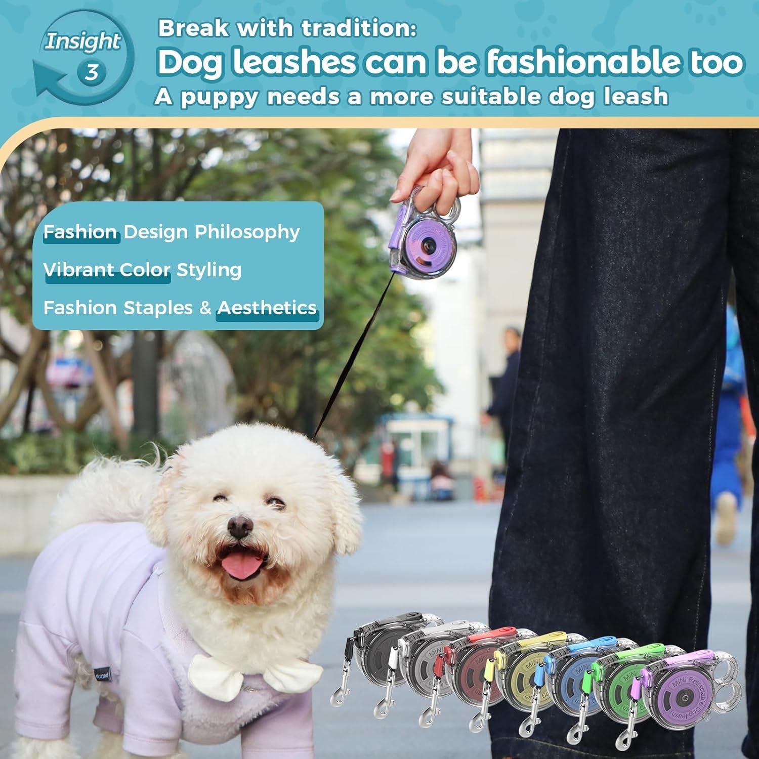 Correa Retráctil 3m para Perros Pequeños Gluckelk - Antienredos