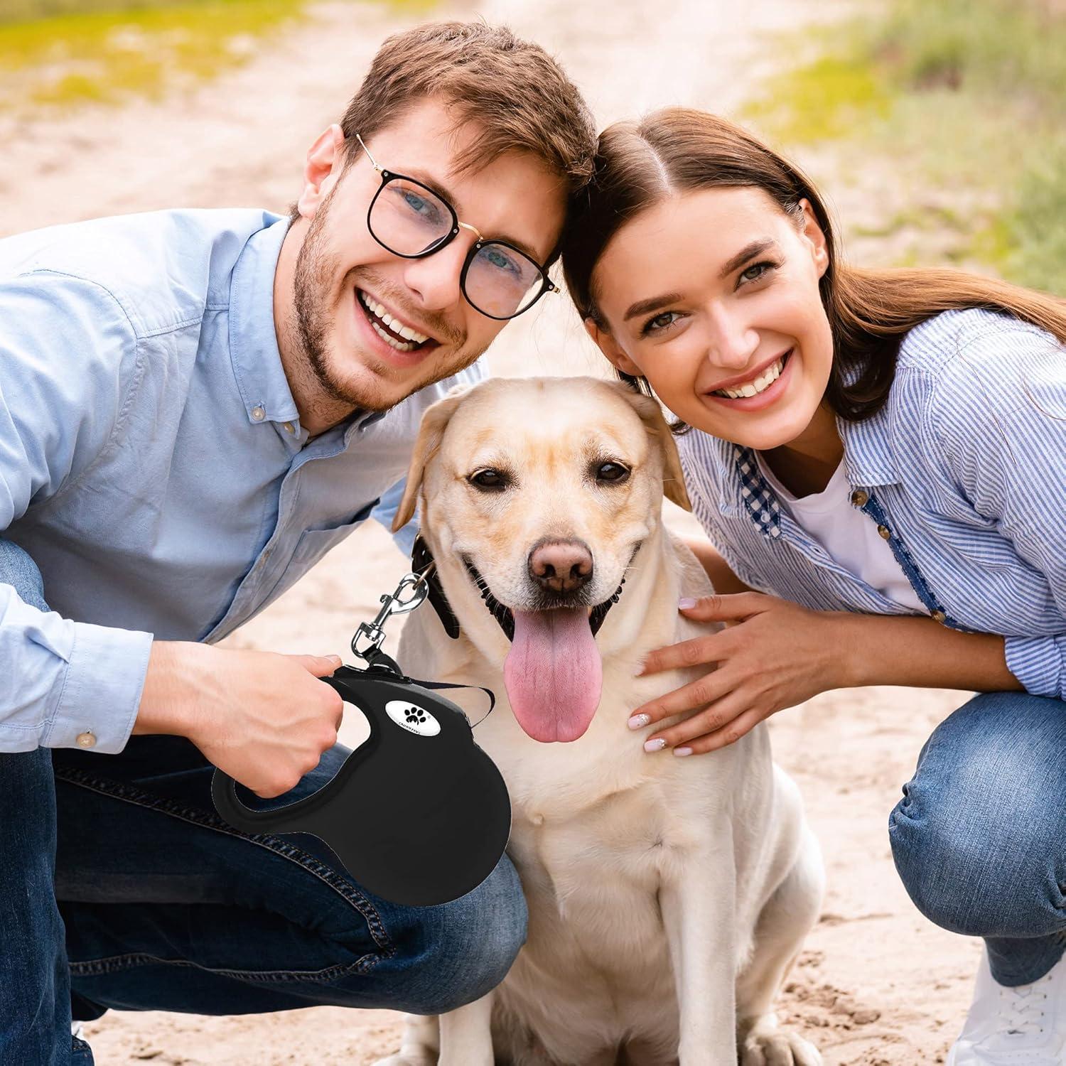 Correa Retráctil para Perros CROWN PAWS 5m Nylon Negro Grande