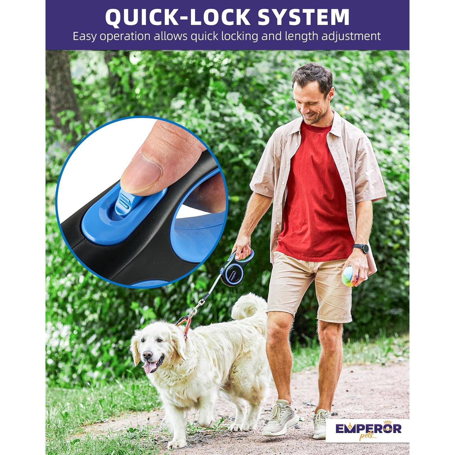 Correa Retráctil para Perros Grandes Emperor Pets 8 m Azul