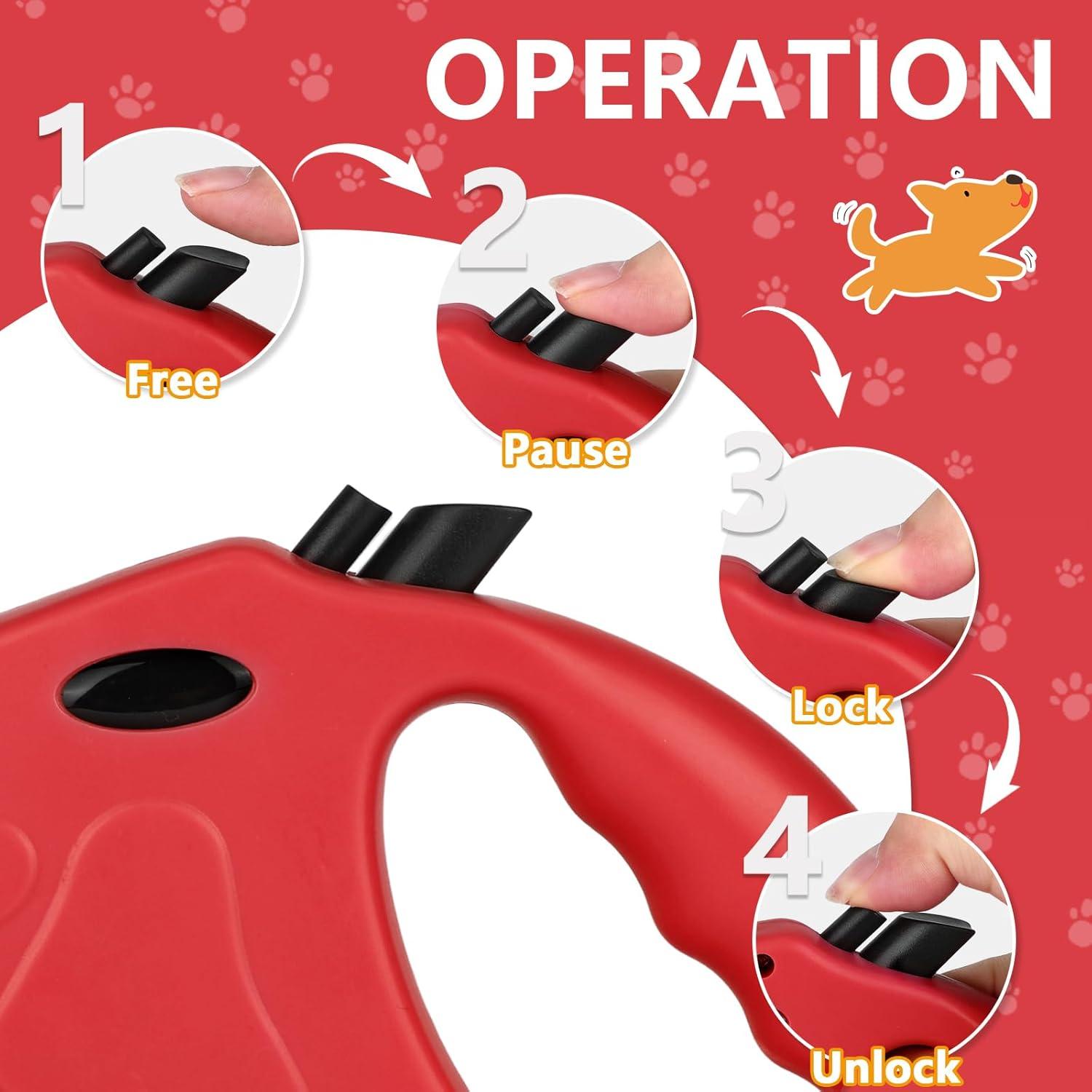 Correa de Perro Retráctil Yanwela 4.88m hasta 35kg Rojo