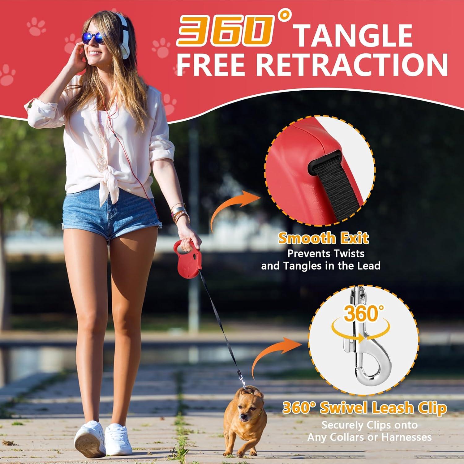 Correa de Perro Retráctil Yanwela 4.88m hasta 35kg Rojo