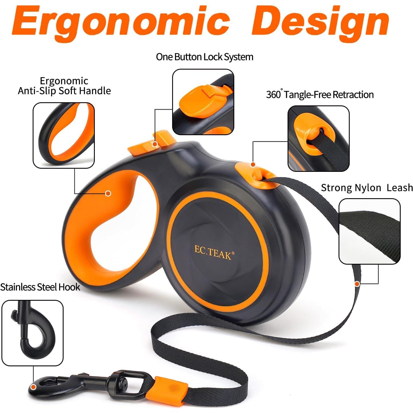 Correa de Perro Retráctil EC.TEAK 4.88m hasta 50kg Nylon