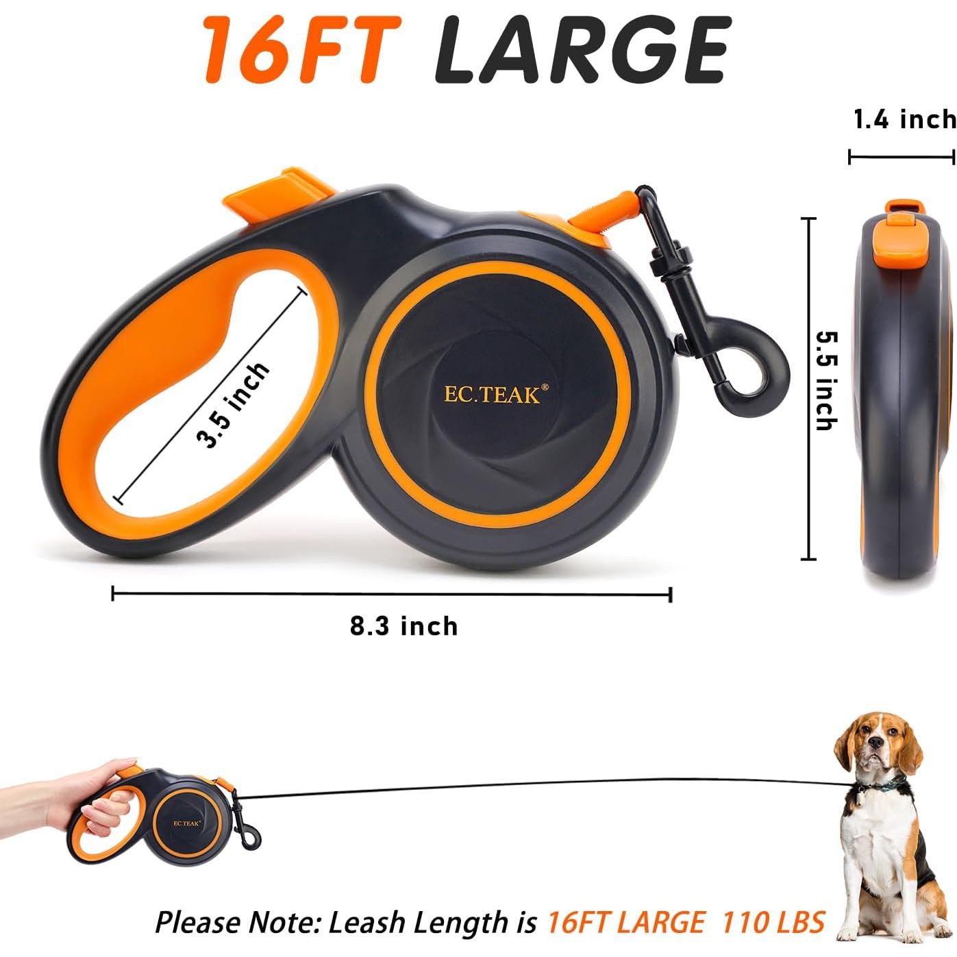 Correa de Perro Retráctil EC.TEAK 4.88m hasta 50kg Nylon