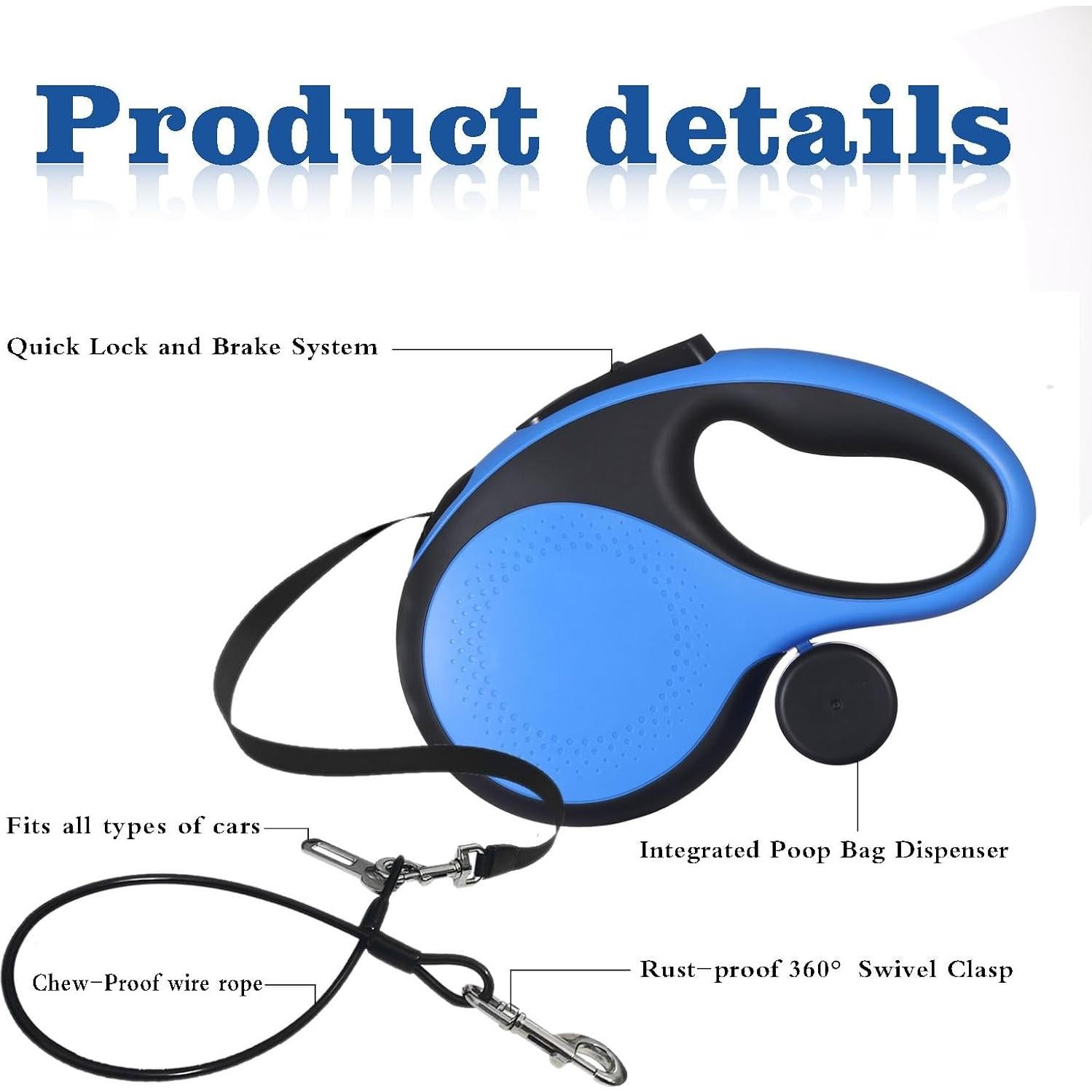 Correa de Perro Retráctil TidyTrek 8 m para 50 kg Azul