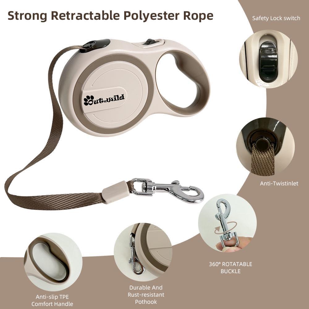 Correa de Perro Retráctil OUTnWILD 5m para Mascotas hasta 20kg
