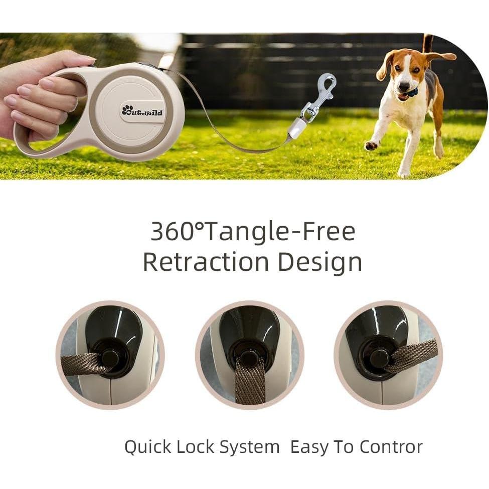 Correa de Perro Retráctil OUTnWILD 5m para Mascotas hasta 20kg