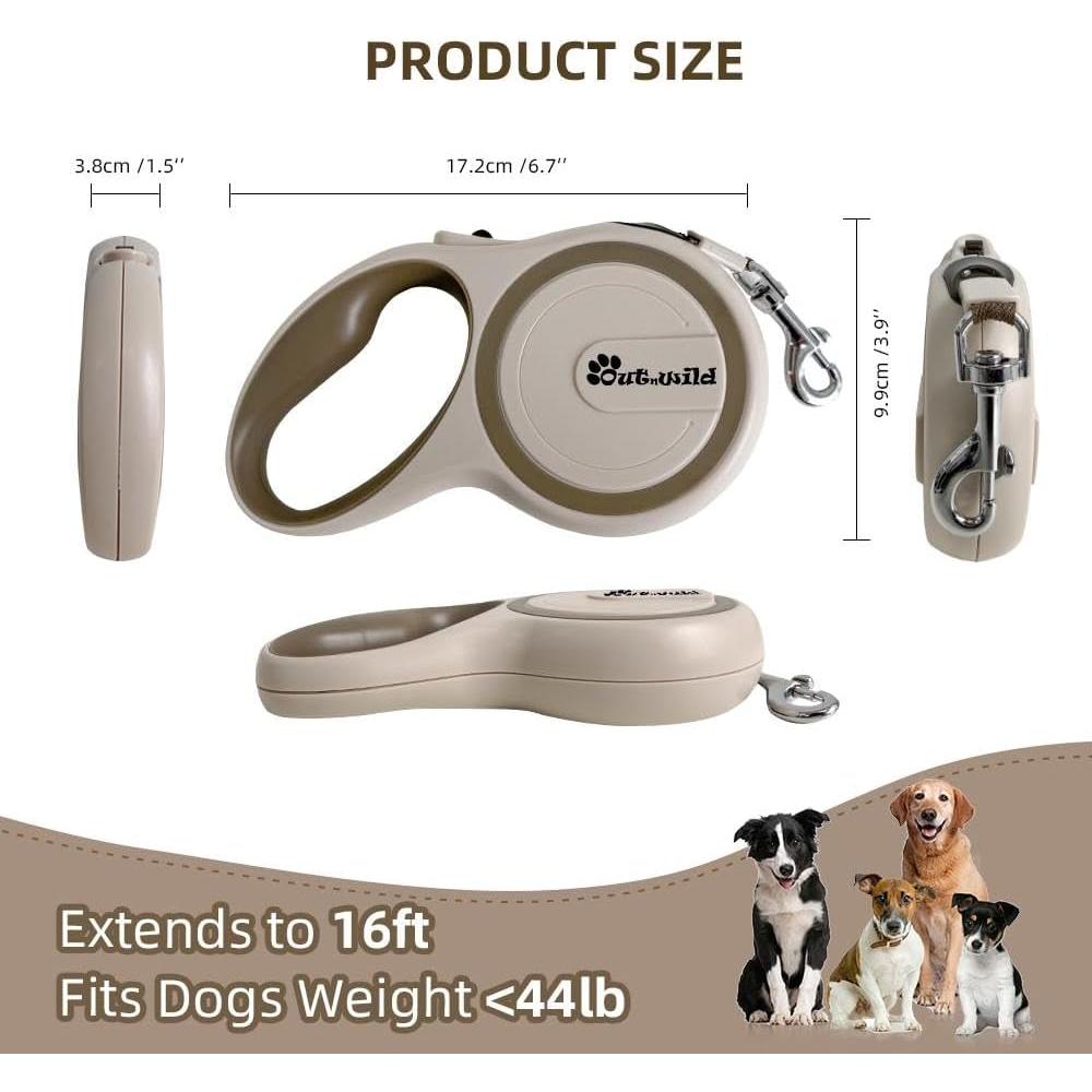 Correa de Perro Retráctil OUTnWILD 5m para Mascotas hasta 20kg