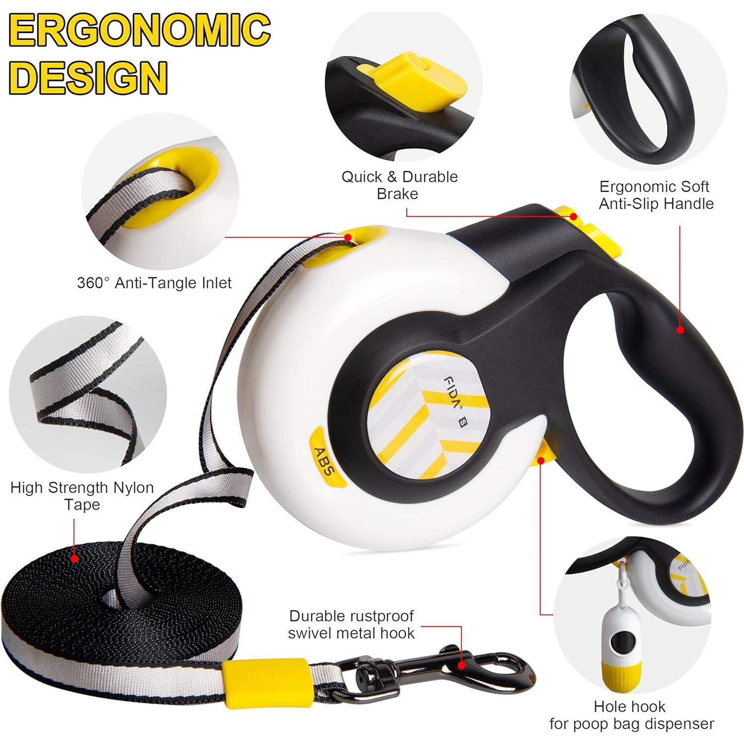 Correa Retráctil para Perros FIDA AutoBrake 4.88m Pequeña