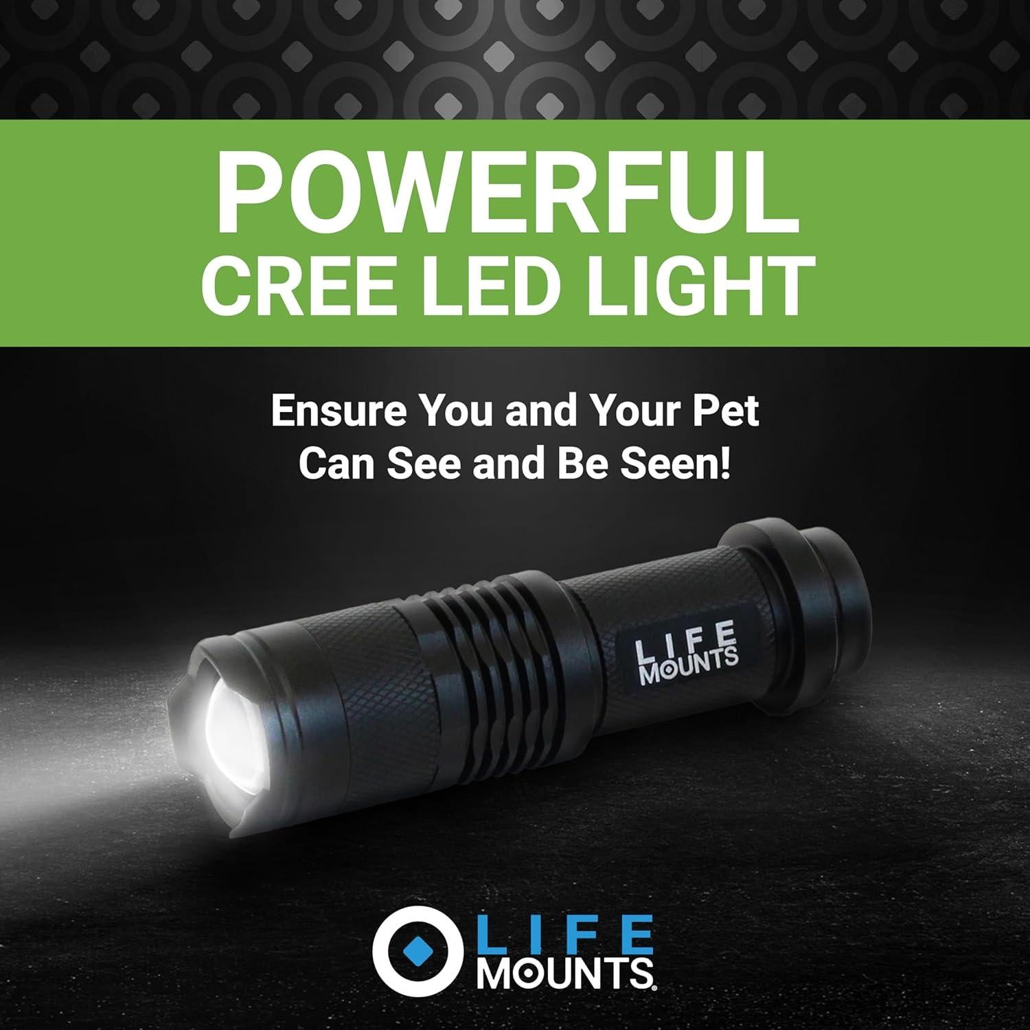 Linterna LED para Correa de Perro Life Mounts - 8.9x3.8cm, 3 Modos