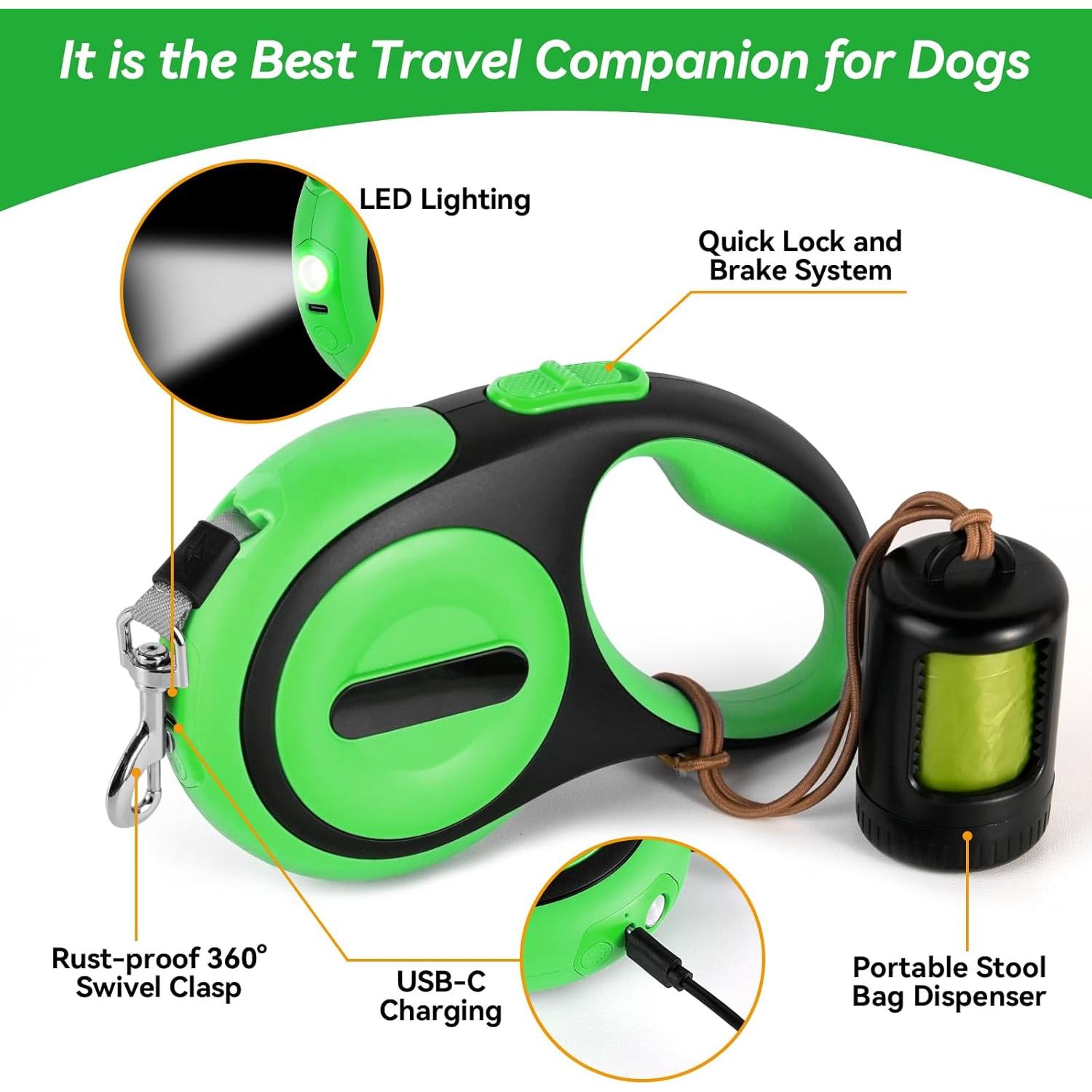 Correa Retráctil para Perros ODRIEW 4.88m Alta Resistencia 34kg