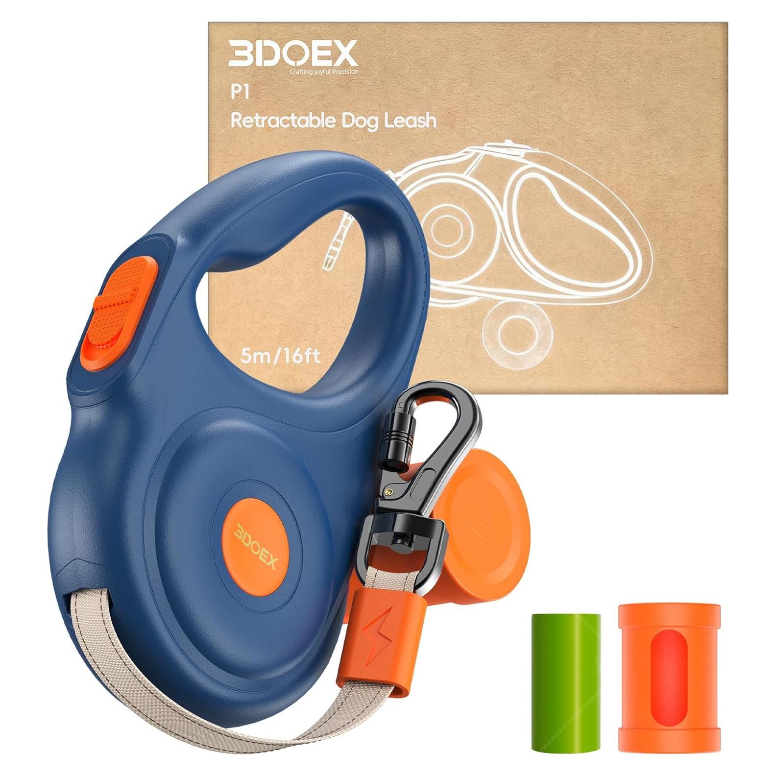 Correa Retráctil para Perros 3DOEX 4.88 m Nylon Azul