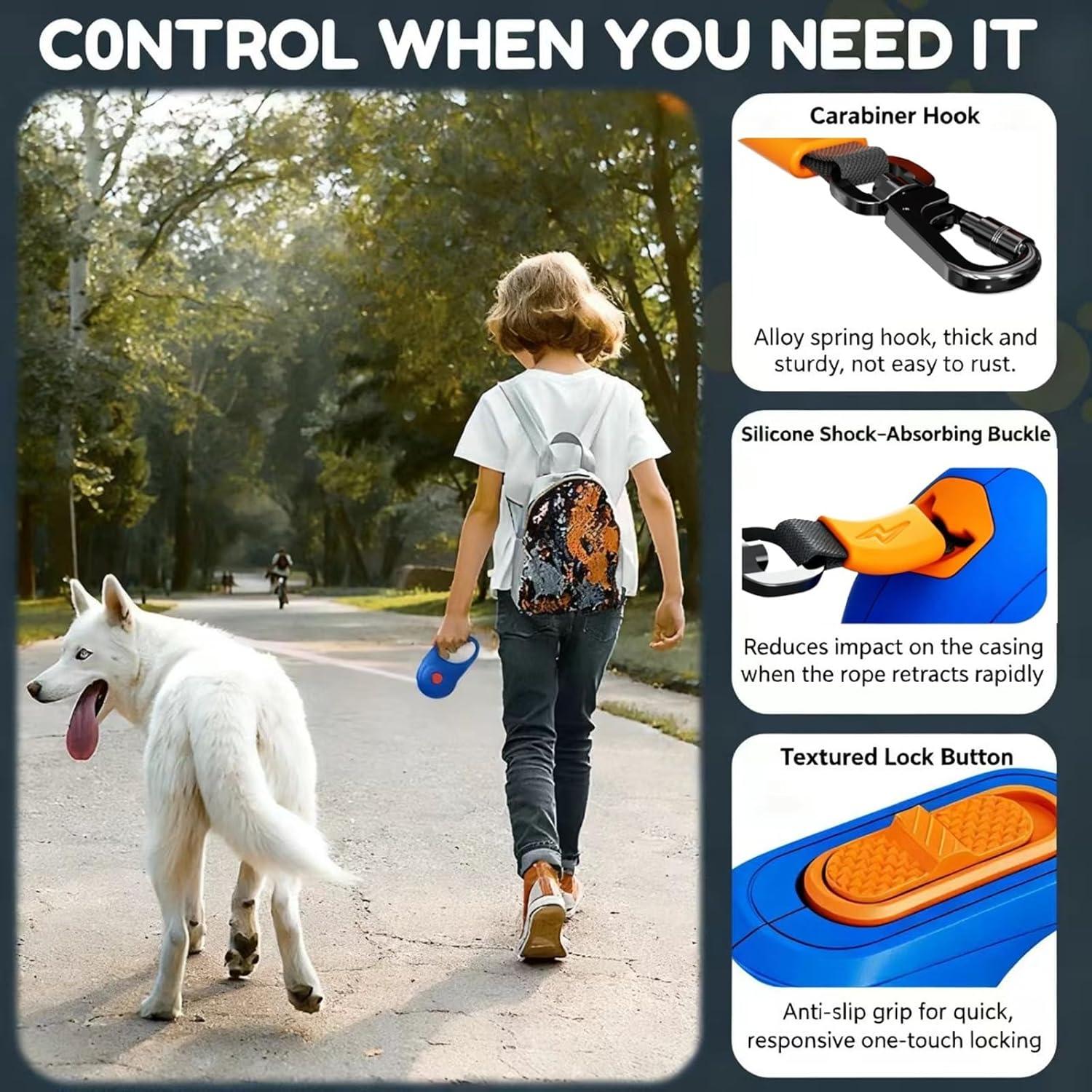 Correa Retráctil para Perros 3DOEX 4.88 m Nylon Azul