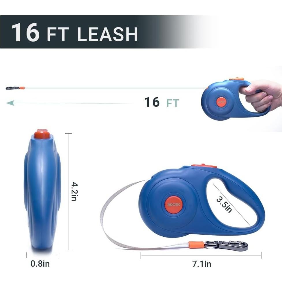 Correa Retráctil para Perros 3DOEX 4.88 m Nylon Azul