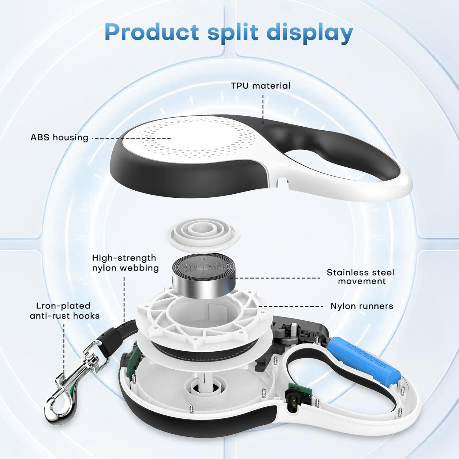 Correa Retráctil para Perros BAOXULAO 8 Metros Azul Resistente