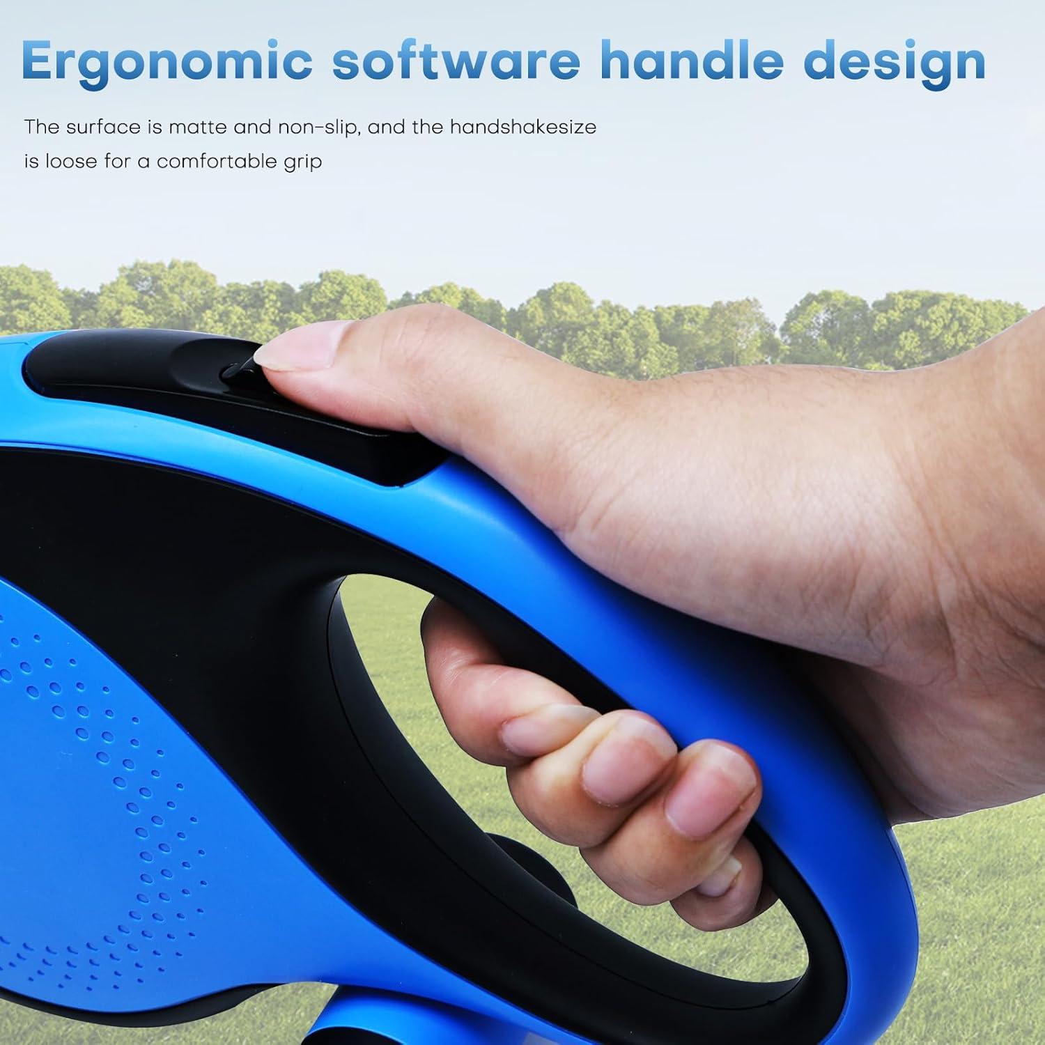 Correa Retráctil para Perros BAOXULAO 8 Metros Azul Resistente