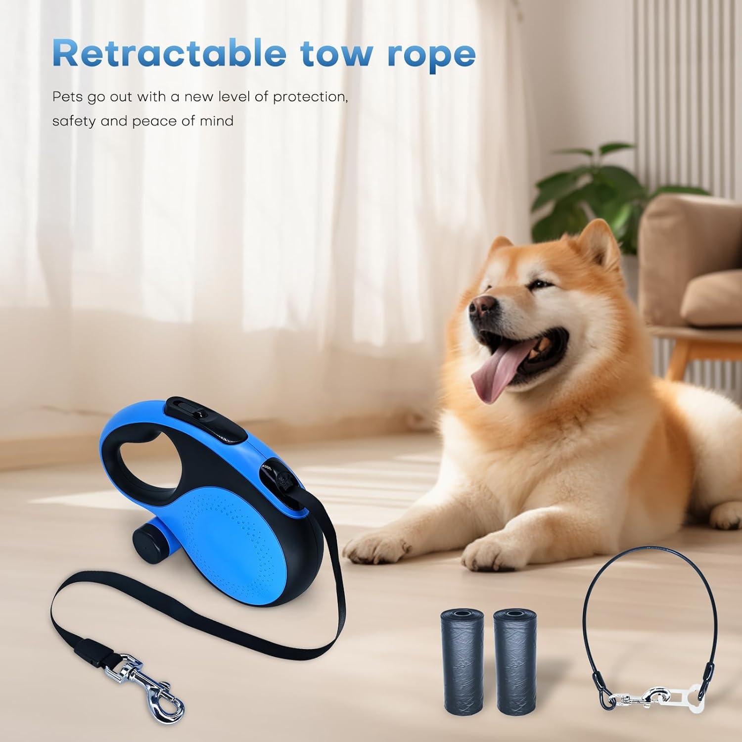 Correa Retráctil para Perros BAOXULAO 8 Metros Azul Resistente