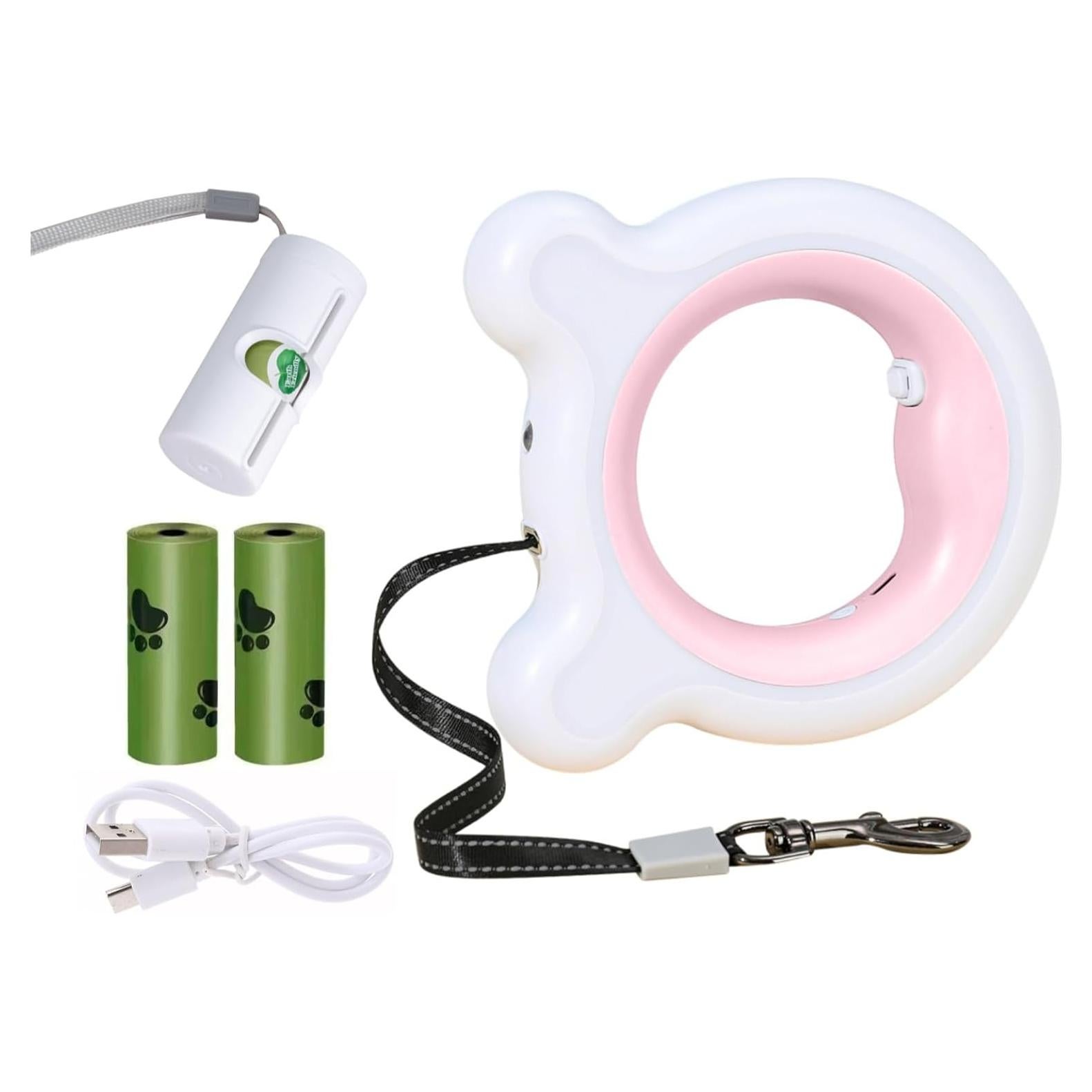 Correa Retráctil para Perros TianfuSpanda 3m con Luz LED Rosa