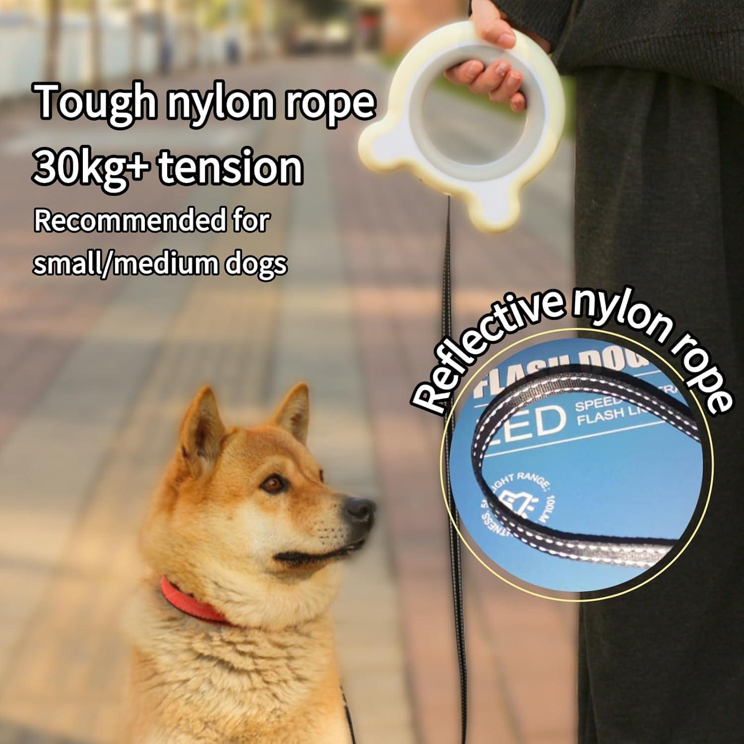 Correa Retráctil para Perros TianfuSpanda 3m con Luz LED Rosa