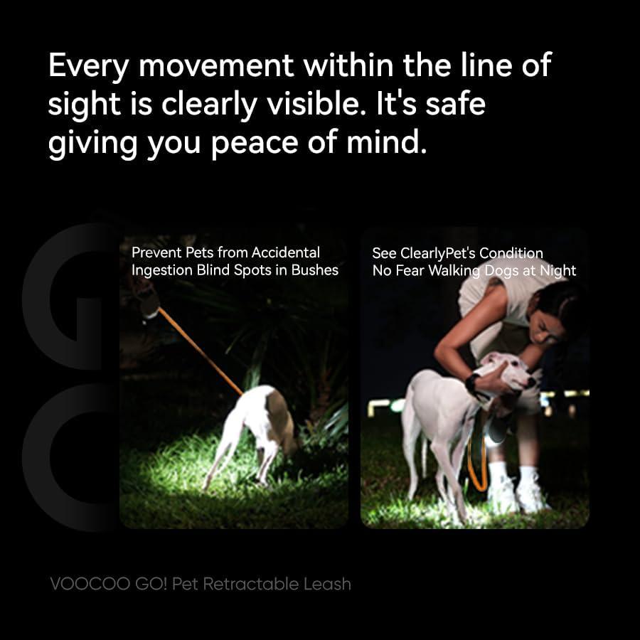Correa Retráctil para Perros VOOCOO Go! 3m con Luz LED Beige