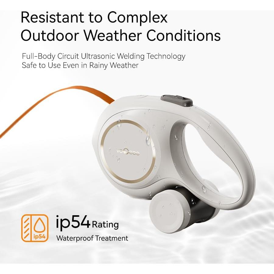 Correa Retráctil para Perros VOOCOO Go! 3m con Luz LED Beige