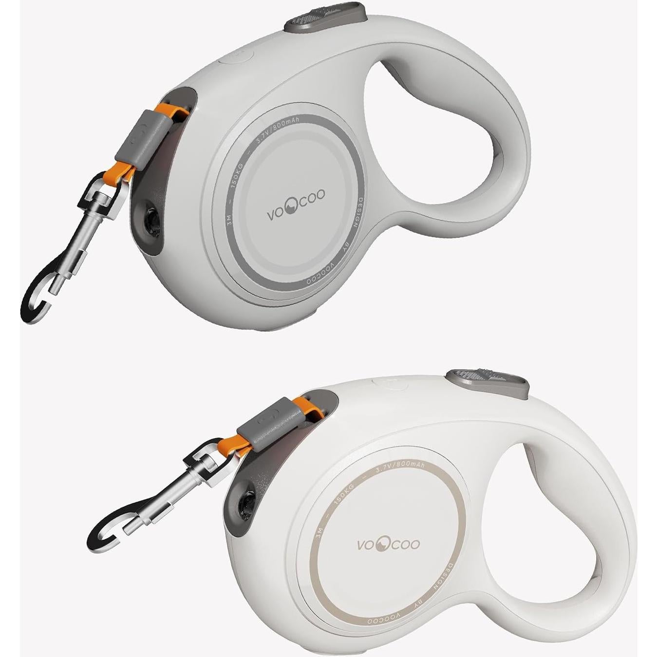 Correa Retráctil para Perros VOOCOO Go! 3m con Luz LED Beige