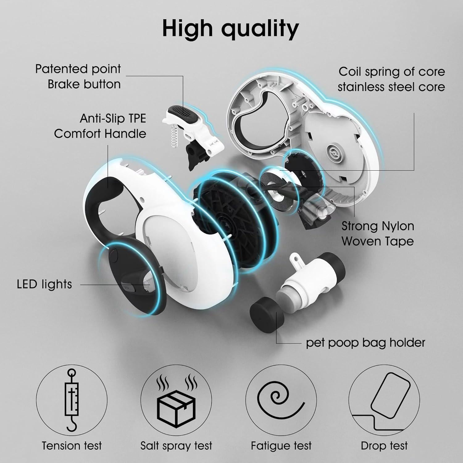 Correa Retráctil para Perros Gauzi 5m con Luz LED y Soporte