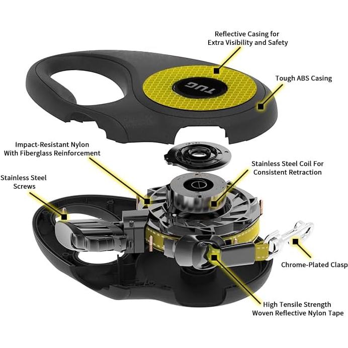 Correa Retráctil Mediana Tug 16 pies Reflectante para Perros