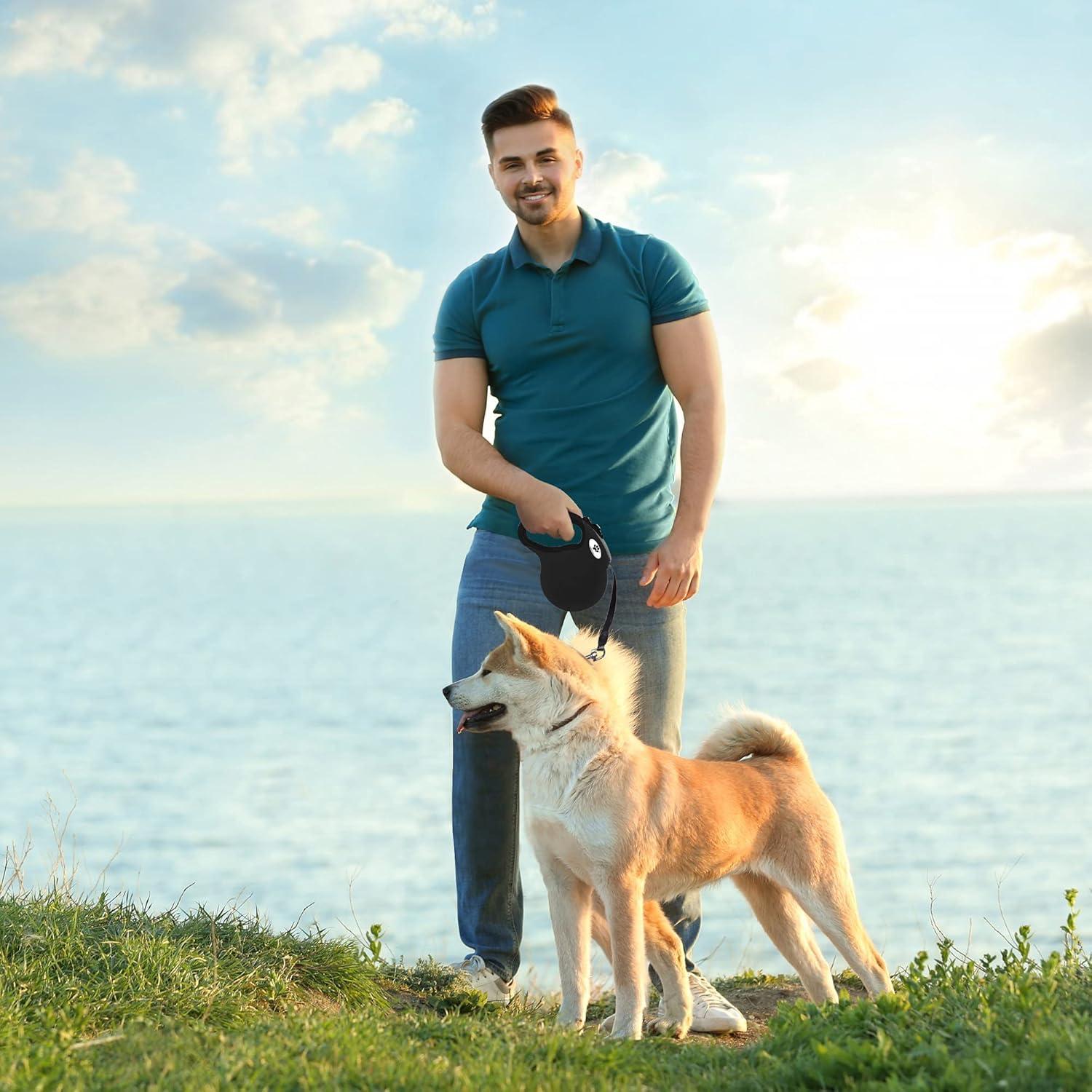 Correa Retráctil para Perros CROWN PAWS 4.88m Grande Negra