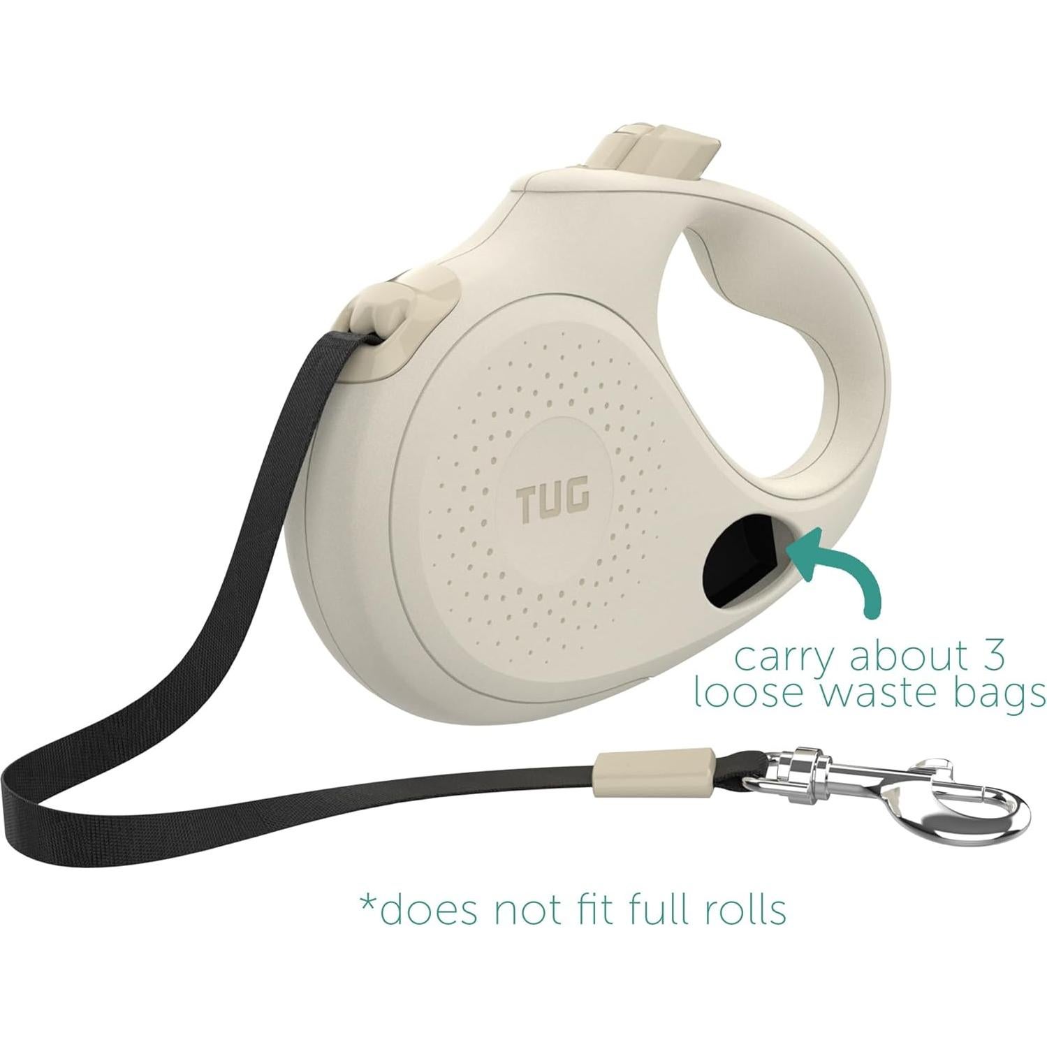 Correa Retráctil para Perros TUG Oval 4.88m con Dispensador Crema