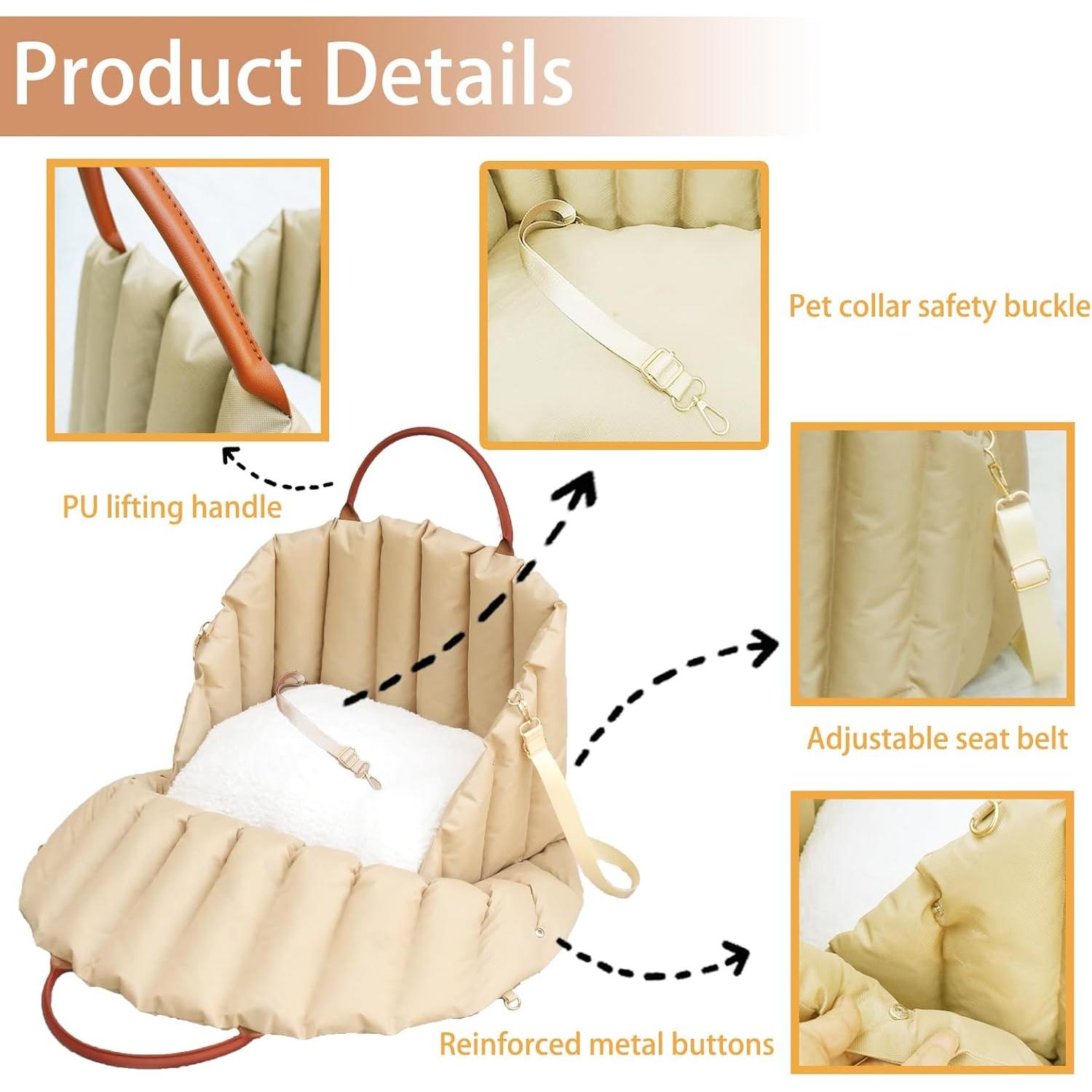 Asiento de coche para perros Araly 55x42 cm, elevador seguro